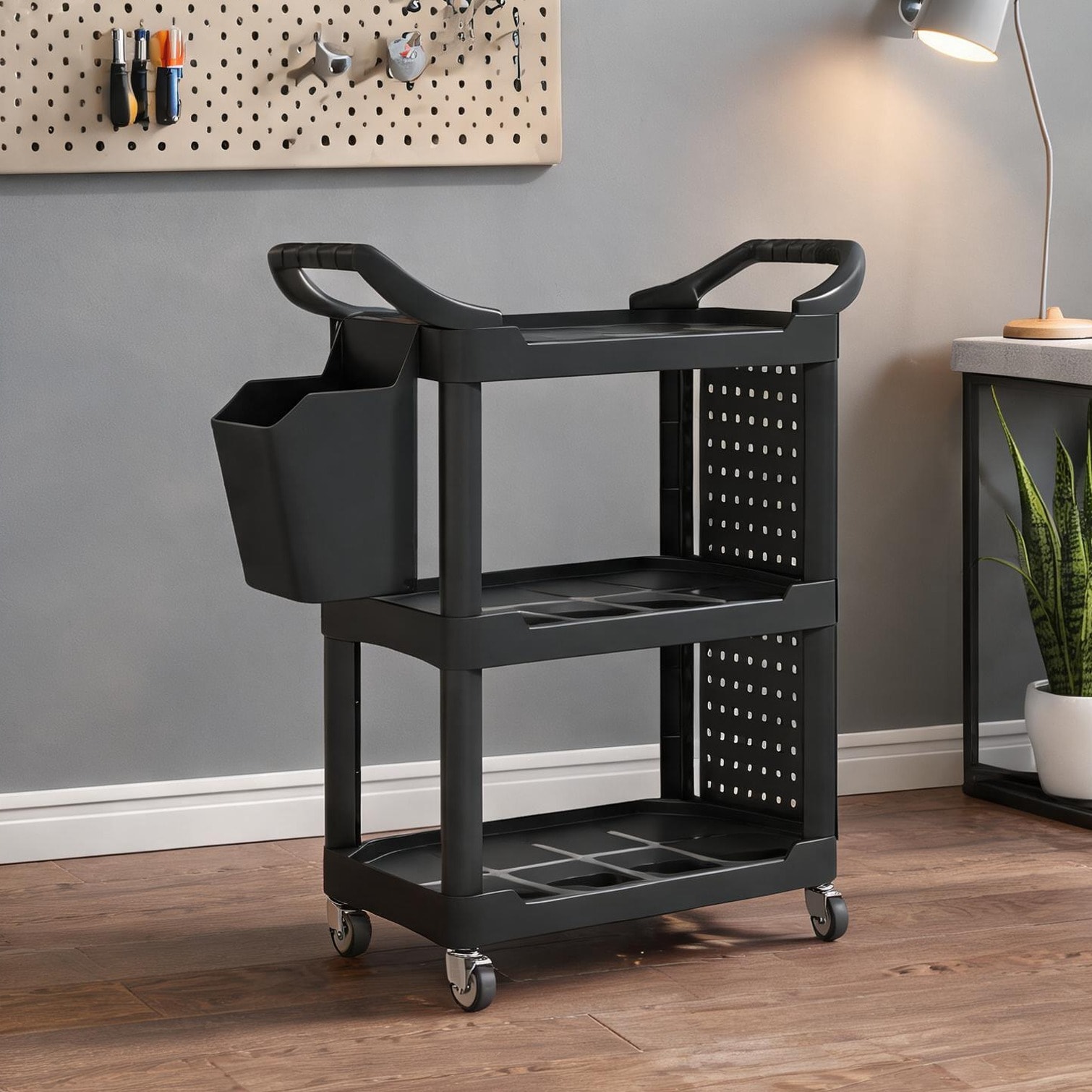 SunJet Storage Tool Boxes in Black 15.3 x 6.7 x 15 in with Shelving Plastic