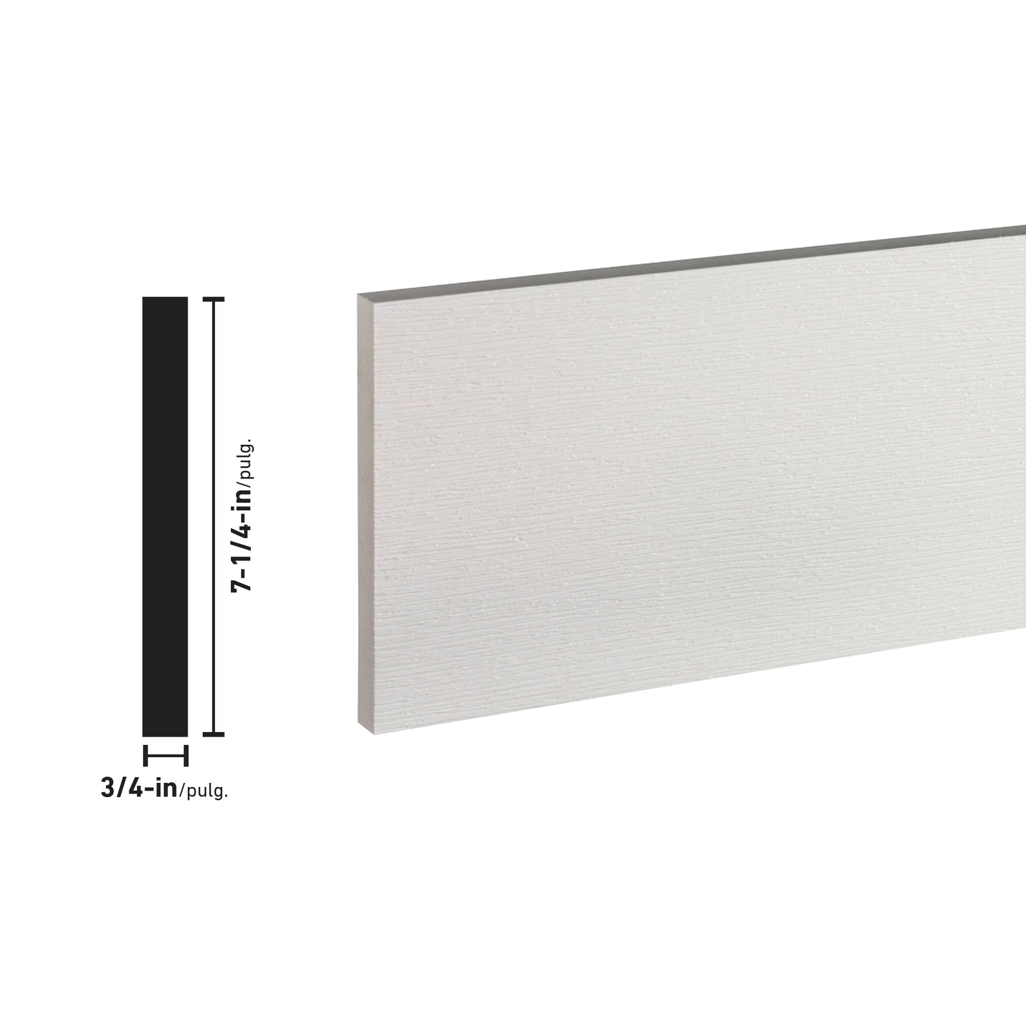 AZEK 3/4in x 71/4in Reversible (Smooth/Wood Grain) PVC Trim Board in