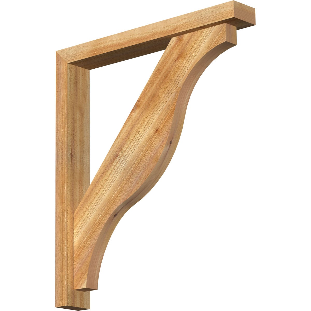 Ekena Millwork 1462230 Funston Block Rough Sawn Bracket with Offset Brace 4-in x 28-in x 32-in Western red cedar Brown Wood Standard bracket