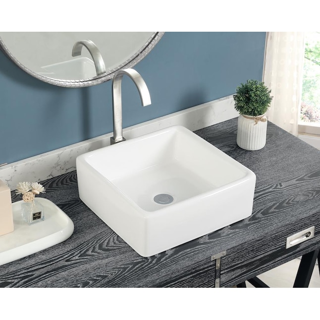 Allen Roth White Vessel Square Modern, What Are Vanity Sinks Made Of