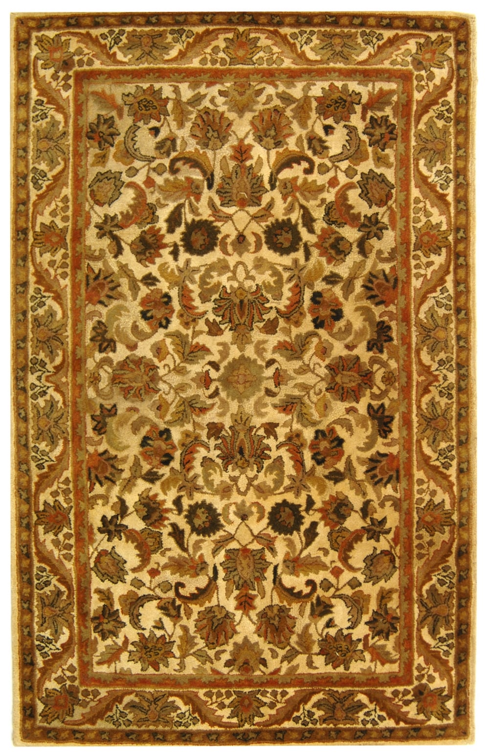 Safavieh AT52D-5 Antiquity Rudbar 5 x 8 (ft) Tufted Wool Gold Rectangular Indoor Floral/Botanical Vintage Area rug