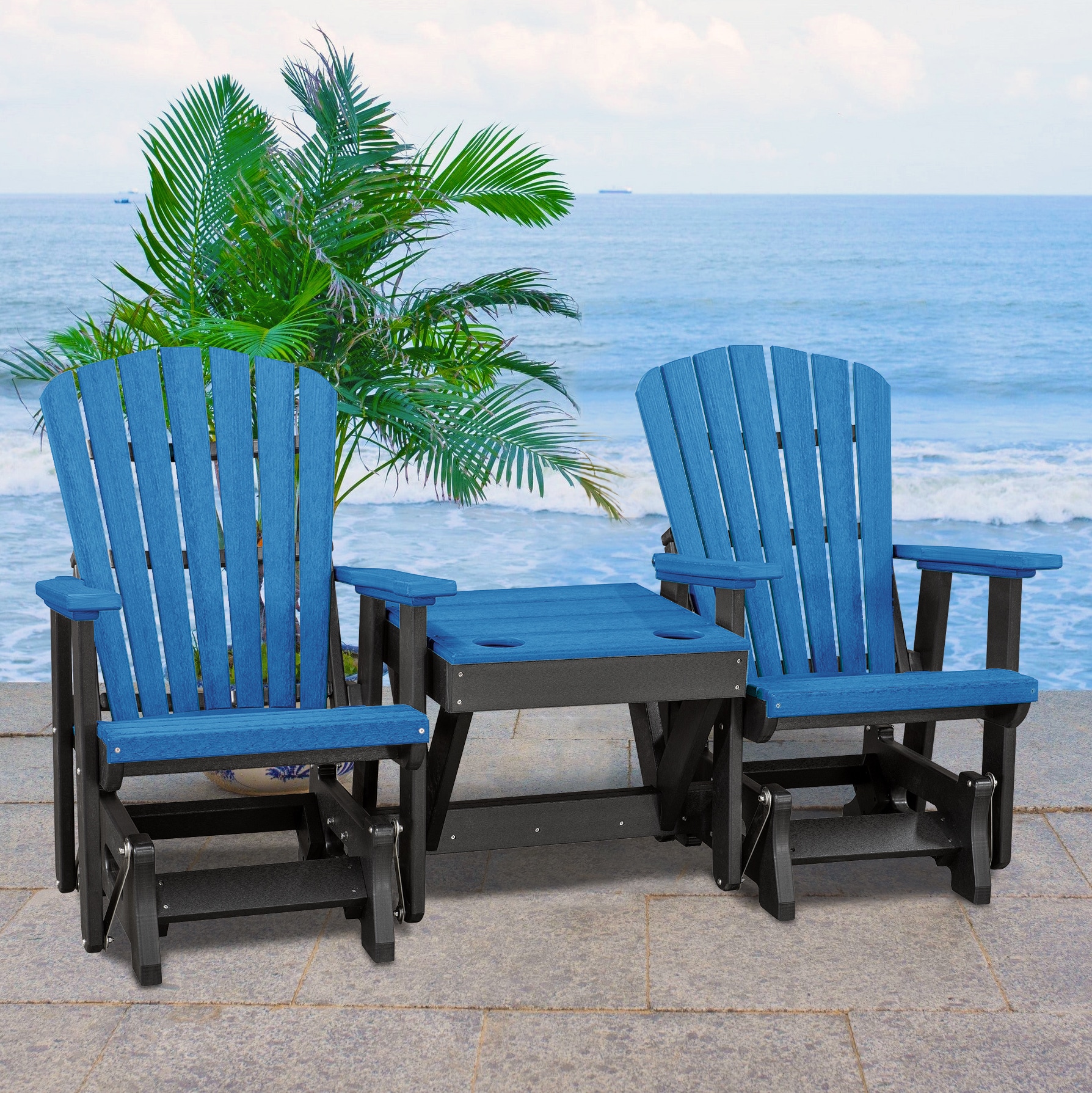 American Furniture Classics 515BBK-K Adirondack Patio Conversation Set