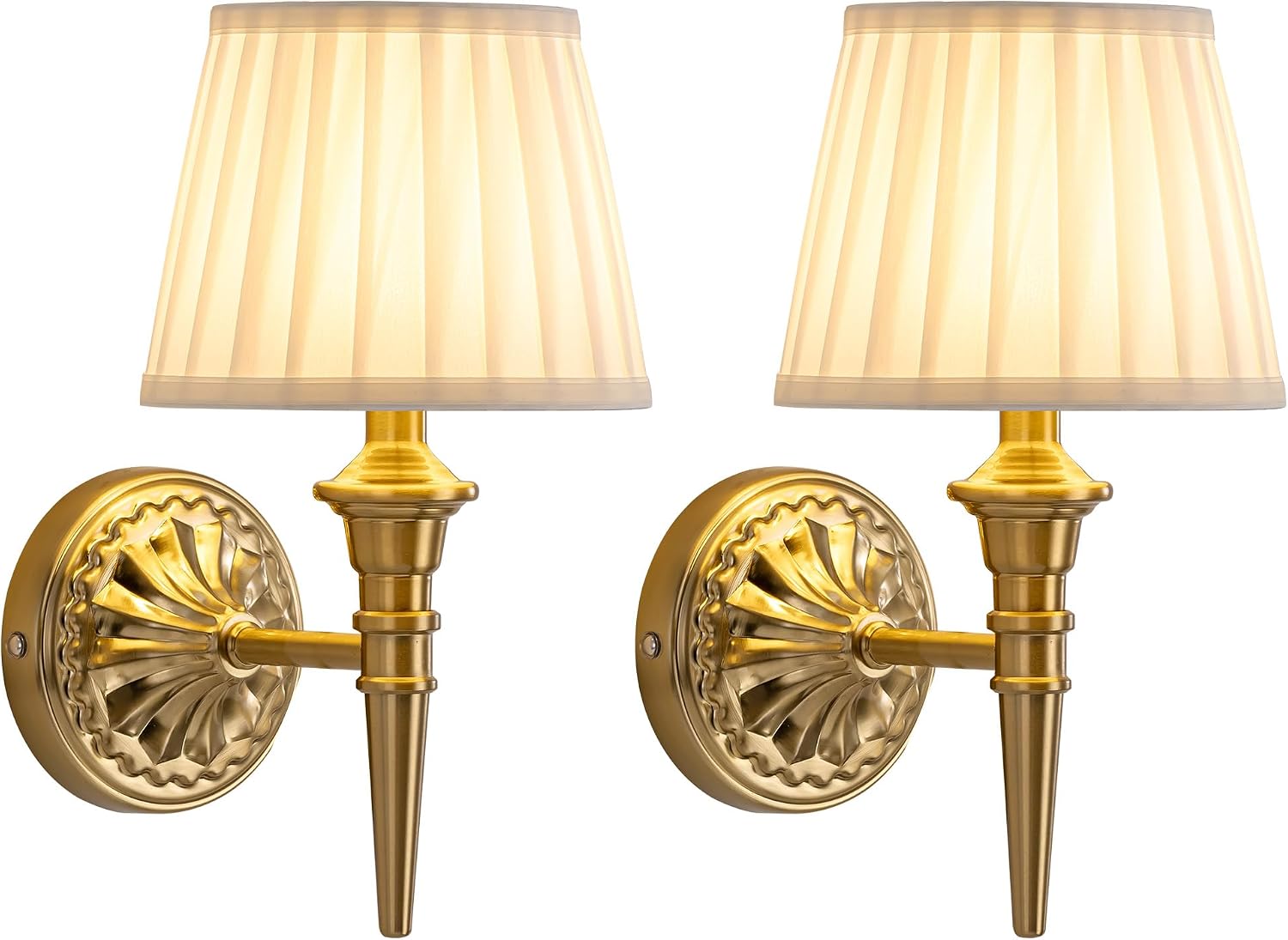 Slagawa  Beige Fabric Cordless Wall Sconces Set of 2 - Small LED Battery Powered Rechargeable Wall Lamps with Touch and Remote Control for Living Room Bedroom Hallway Artwork Nightlight