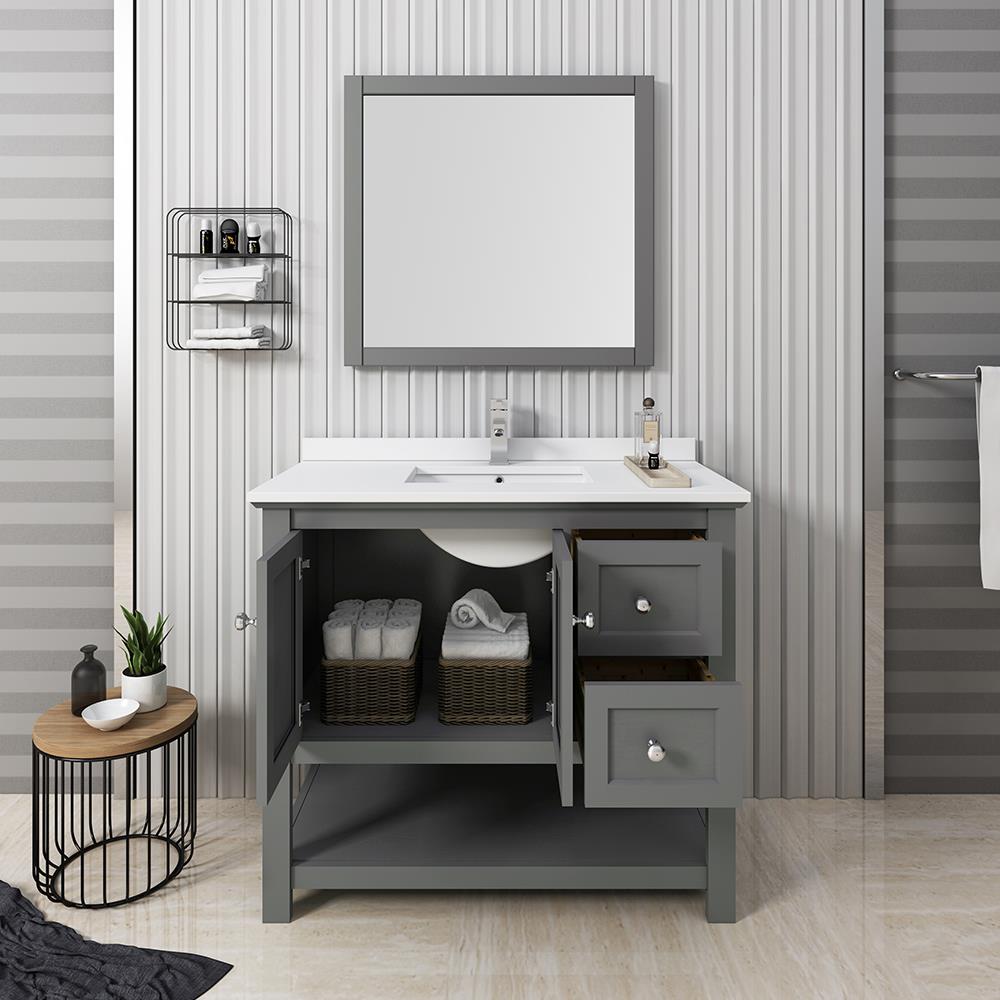 Fresca Cambria 42-in Gray Undermount Single Sink Bathroom Vanity with ...