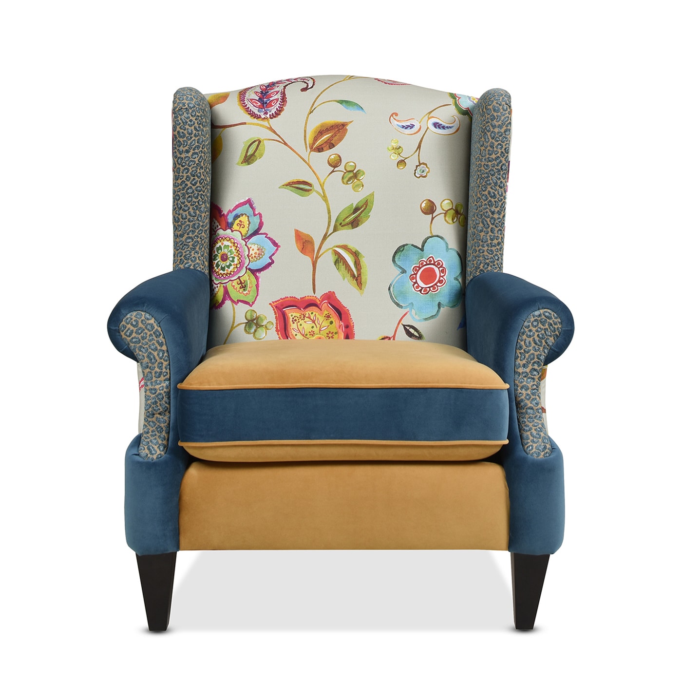 Jennifer Taylor Home 60070-798867959 Anya Eclectic Satin Teal and Gold Velvet Accent Chair