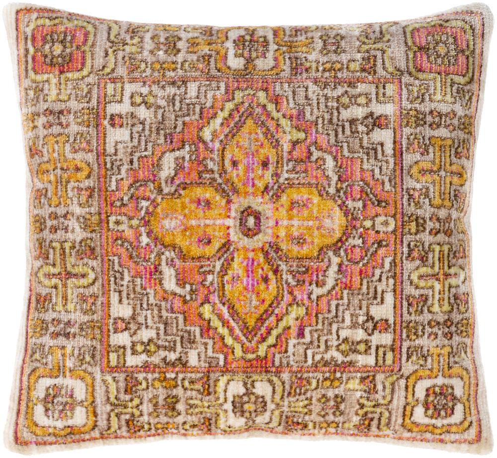 Surya GER003-2121P Germili 21-in x 21-in Yellow Square Indoor Decorative Pillow