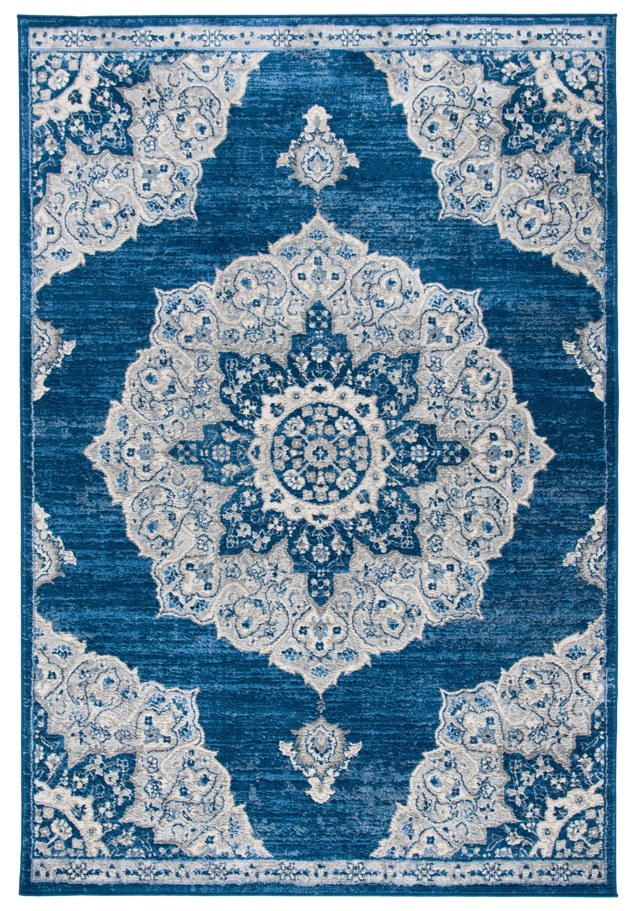 Safavieh BNT802N-6 Brentwood Coral 6 x 9 (ft) Loomed Polypropylene Navy/Gray Rectangular Indoor Distressed/Overdyed Vintage Area rug