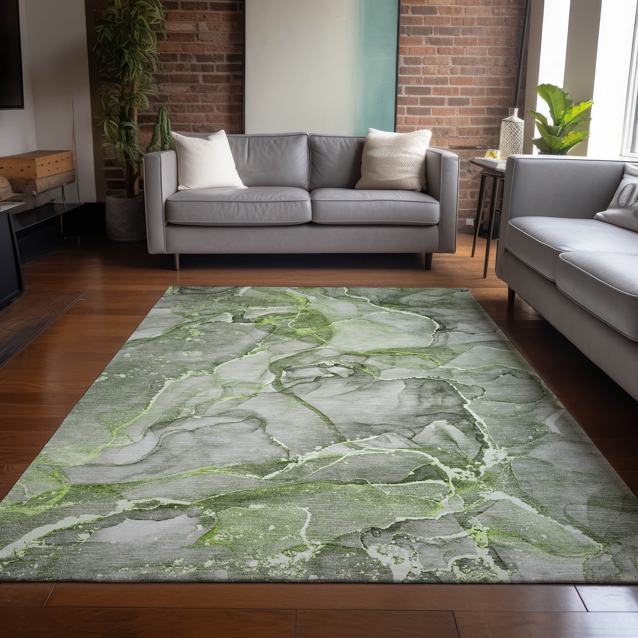 Addison Rugs ACN519GE8X10 Chantille ACN519GE 8 x 10 (ft) Polyester Green Rectangular Indoor/Outdoor Geometric Machine washable Area rug