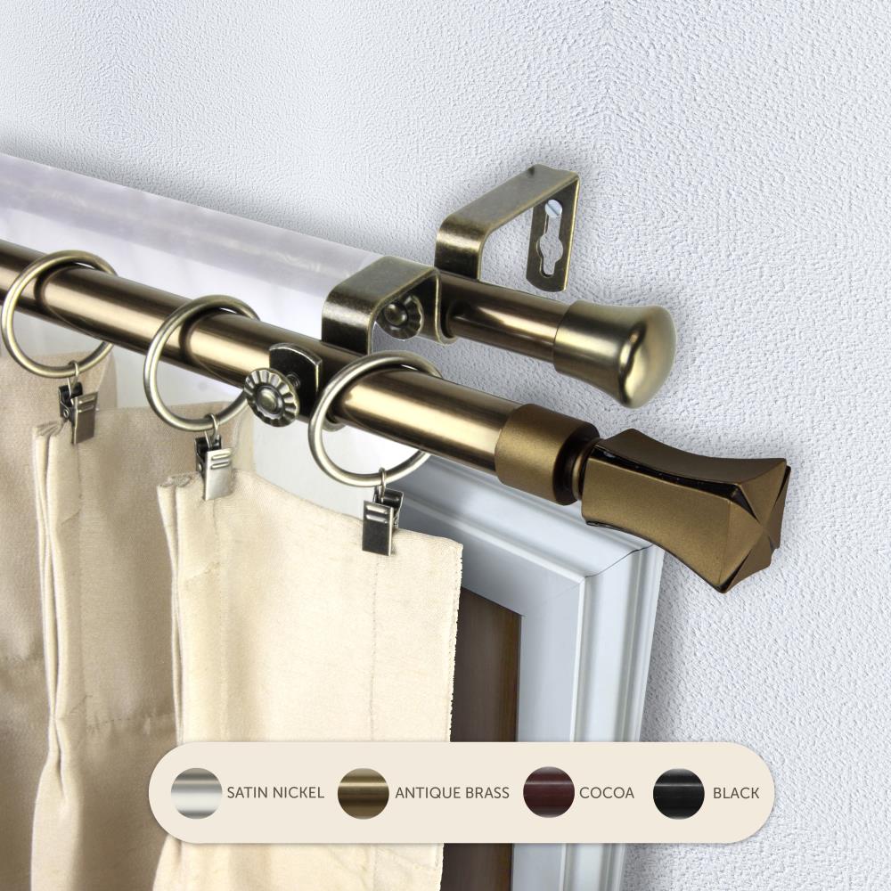 Hart & Harlow L4710-284 13/16-in Tori 28-in to 48-in Antique brass Steel Double curtain rod with Finials