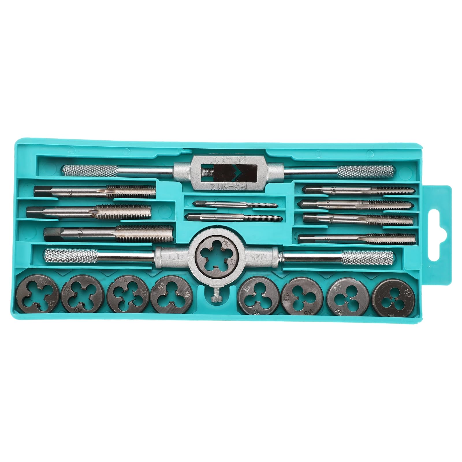 KIWDZFU  20pcs Metric Tap and Die Set M3 M12 Rethreading Tapping Tool Kit Screw Threads Taps Dies Wrench Handle Stock Holder with Storage Case