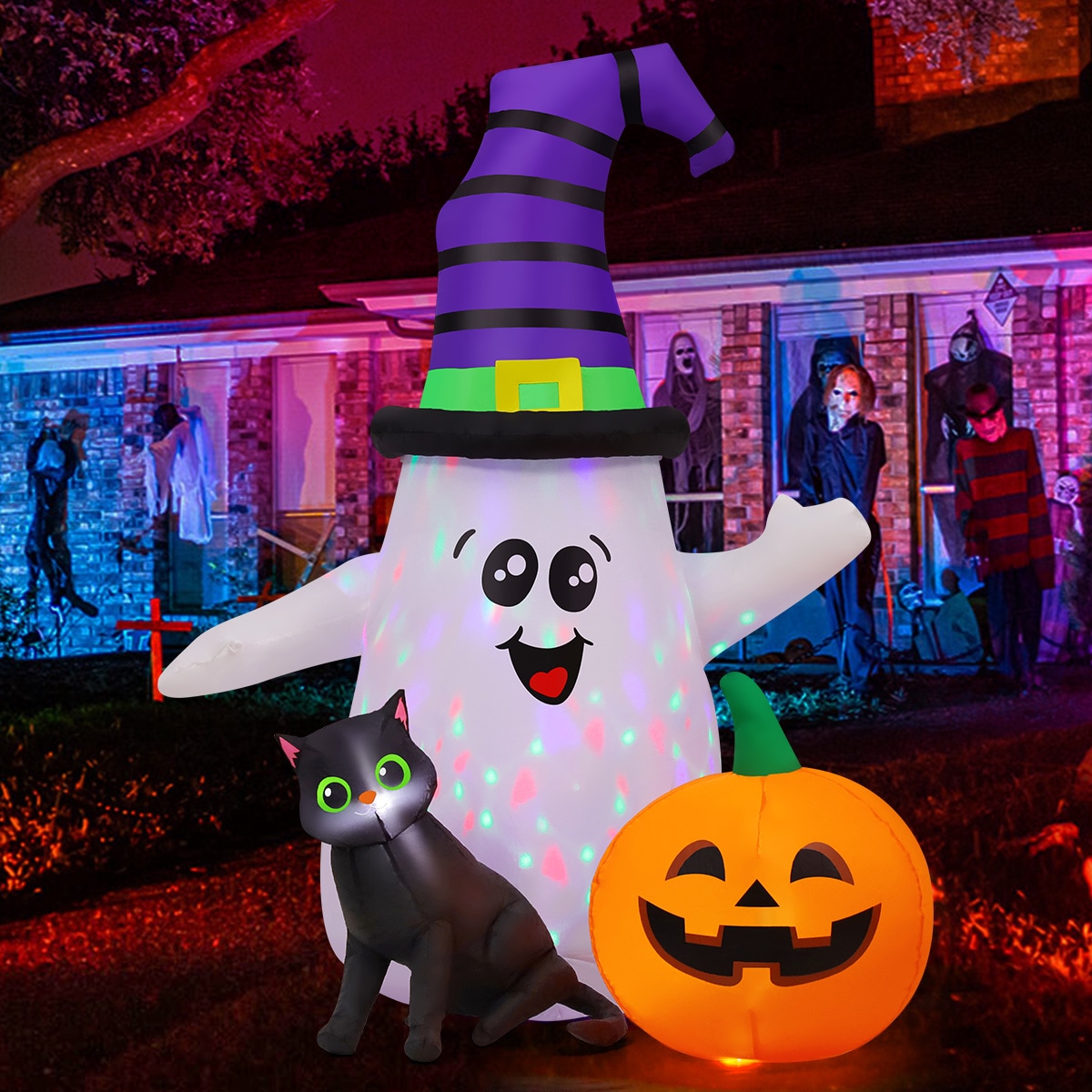 GOOSH DJ-WS-69471 5.2-ft Yard stake Lighted Ghost Inflatable