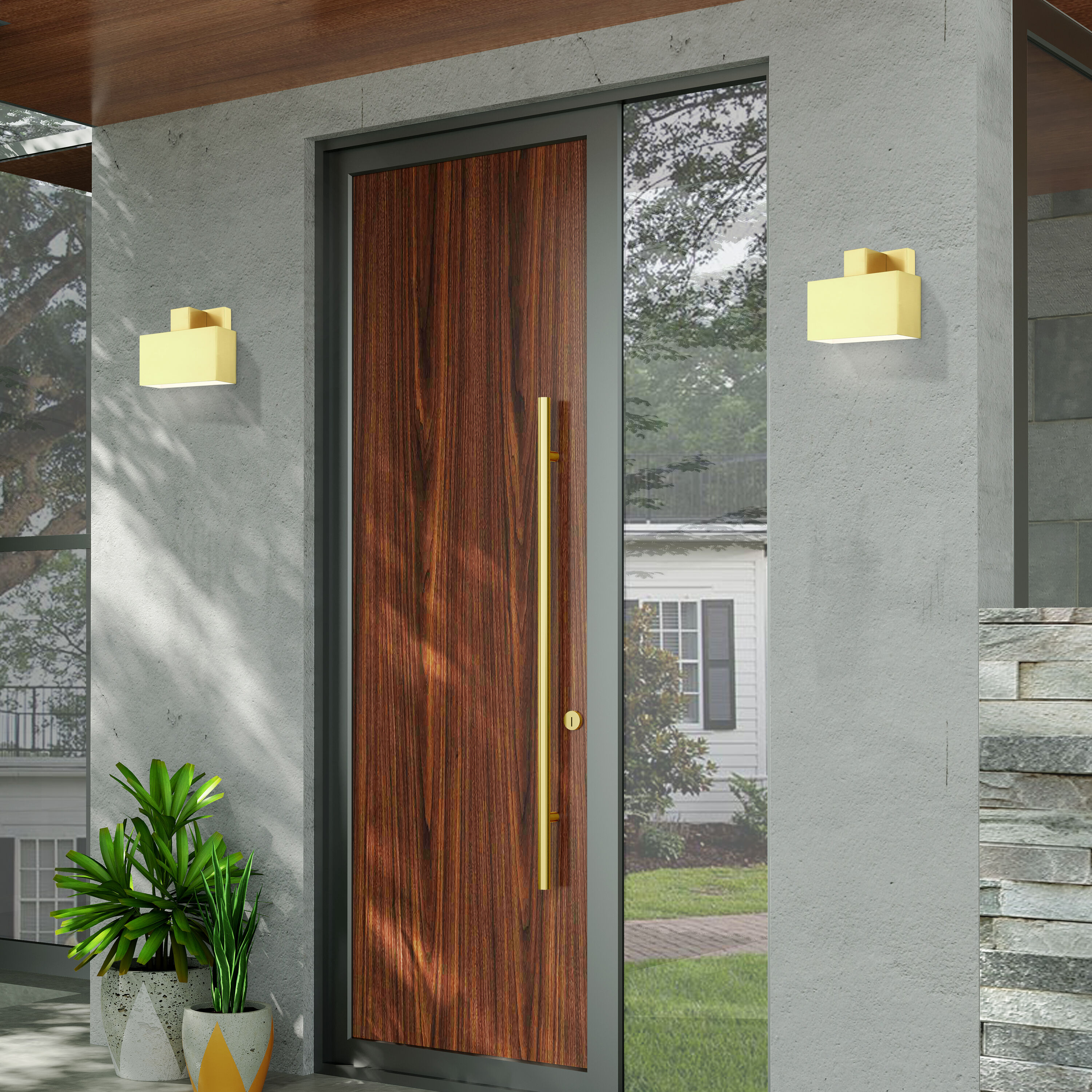 Sleek Lynx Satin Brass and Black Outdoor Wall Sconce