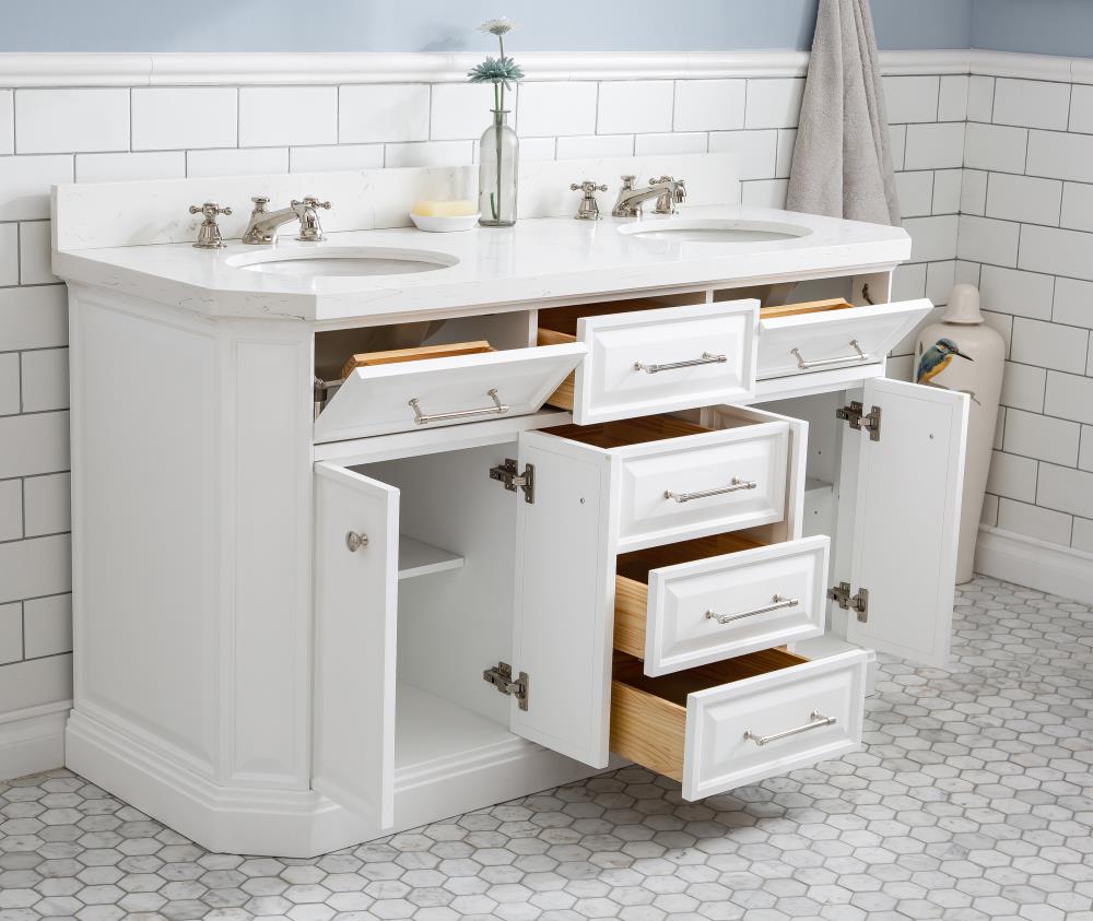 Water Creation Palace 60-in Pure White Undermount Double Sink Bathroom ...