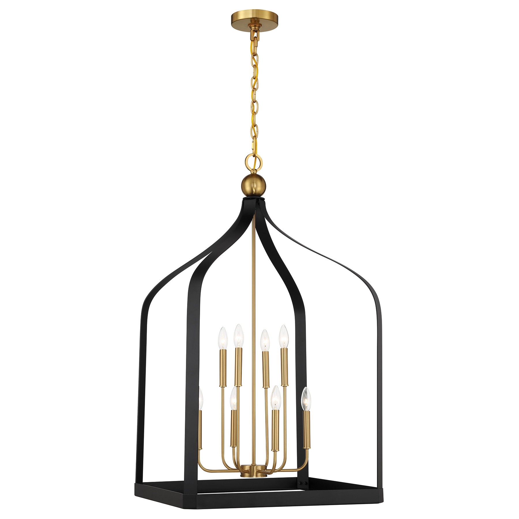 Savoy House 7-7800-8-143 Sheffield 8-Light Pendant in Matte Black Warm Brass Accent 8 -Light Matte Black with Warm Brass Accents Modern/contemporary Rectangle Large Hanging Pendant light