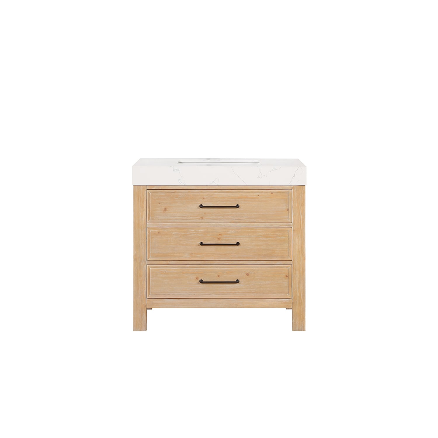 Leon 36" Fir Wood Brown Bathroom Vanity with White Composite Top