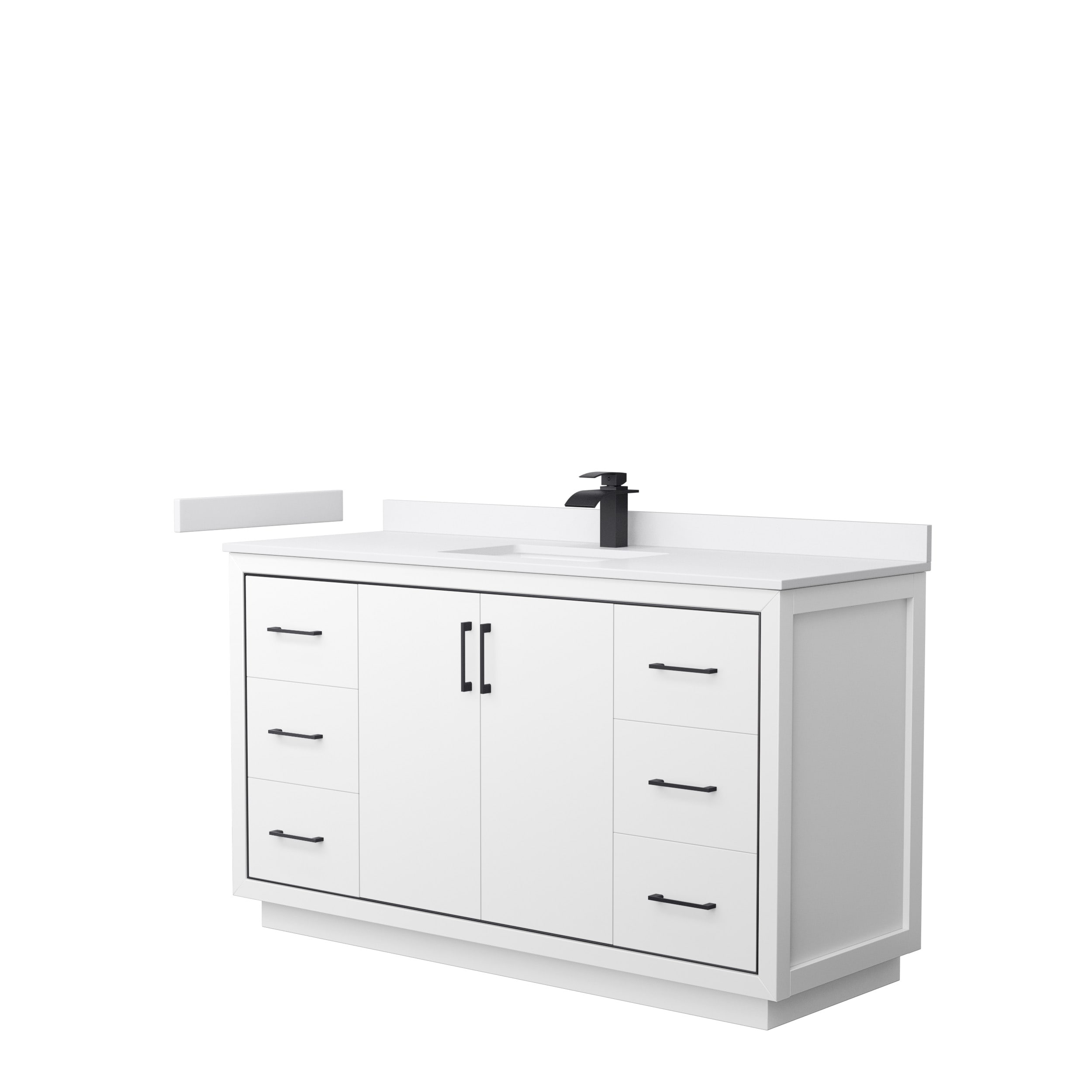 Wyndham Collection WCF111160SWBWCUNSMXX Icon 60-in White with Matte Black Trim Undermount Single sink Bathroom Vanity with White cultured marble Cultured marble Top