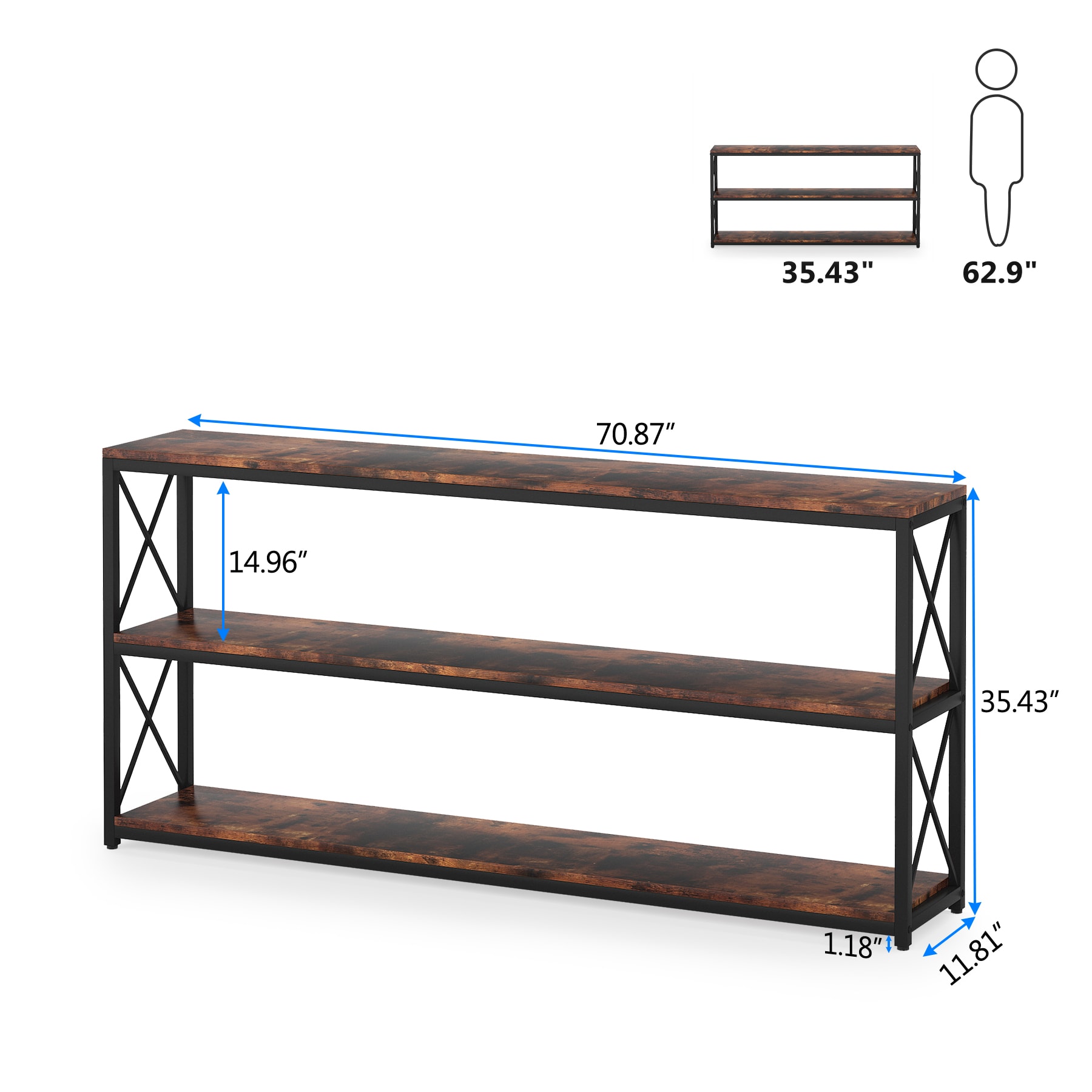 Tribesigns Hoga-C0559 Industrial Brown Console Table at Lowes.com