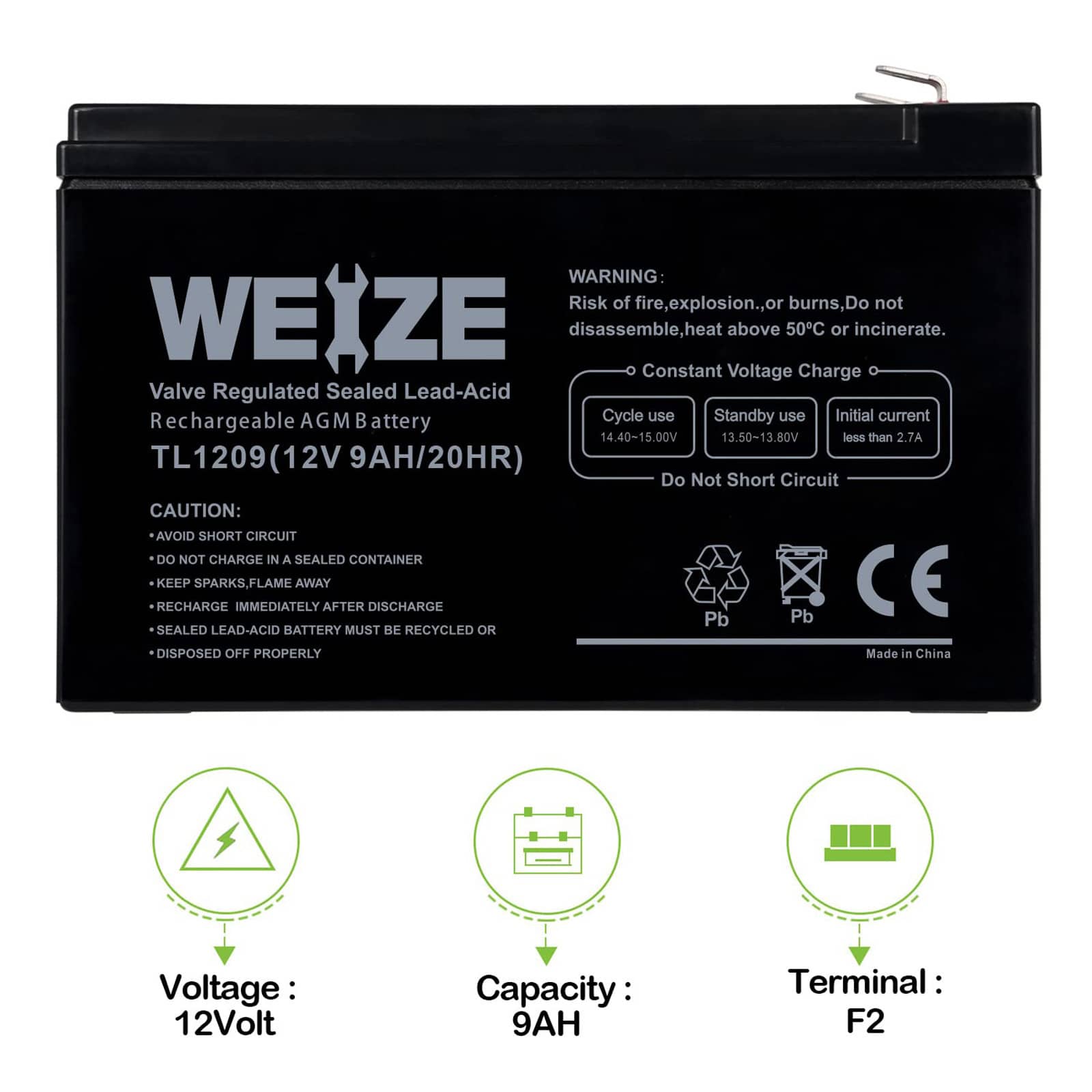 WEIZE QS12-9-2P Device-Replacement-Batteries - View #4