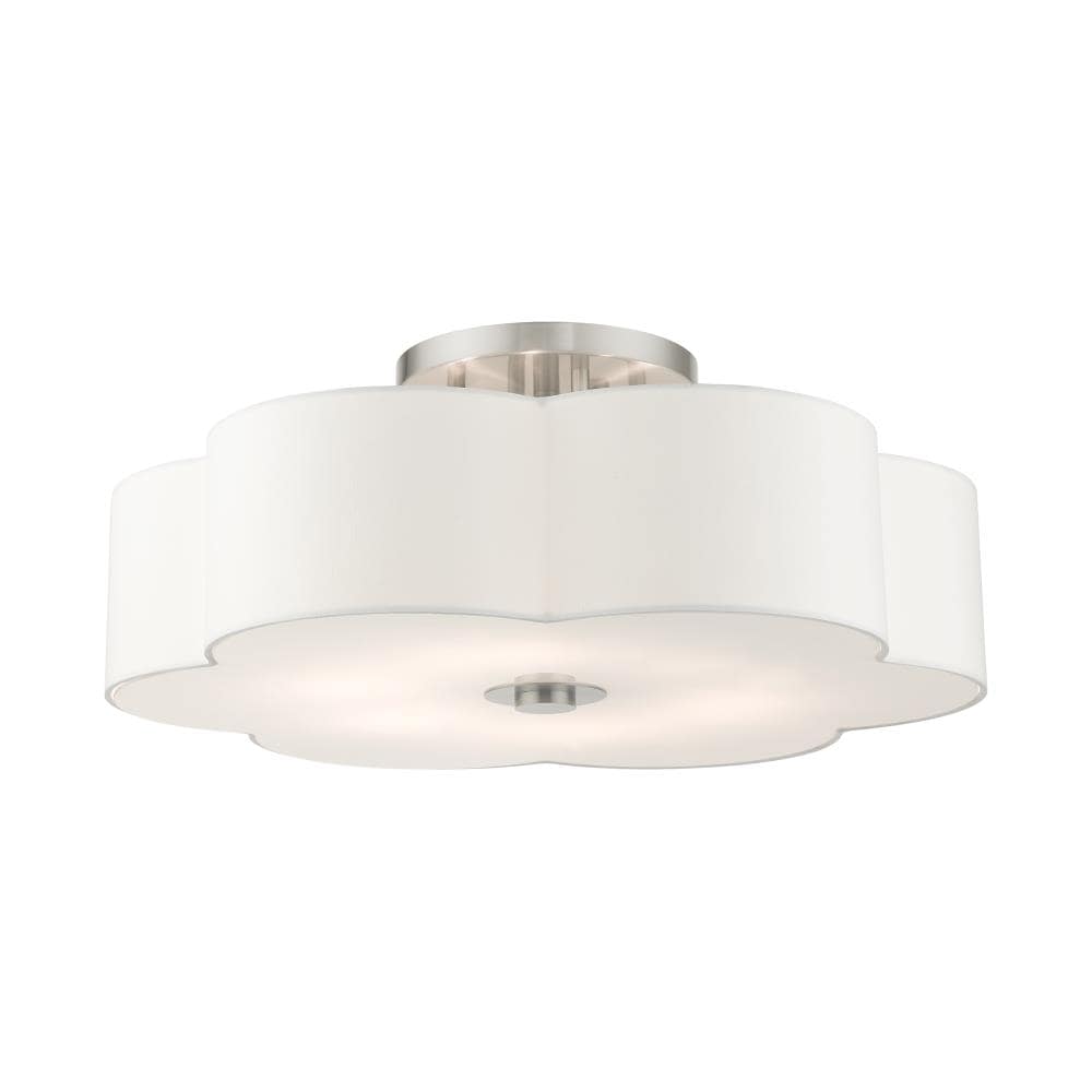 Chelsea Brushed Nickel 6-Light Semi-Flush Mount with Scalloped Shade
