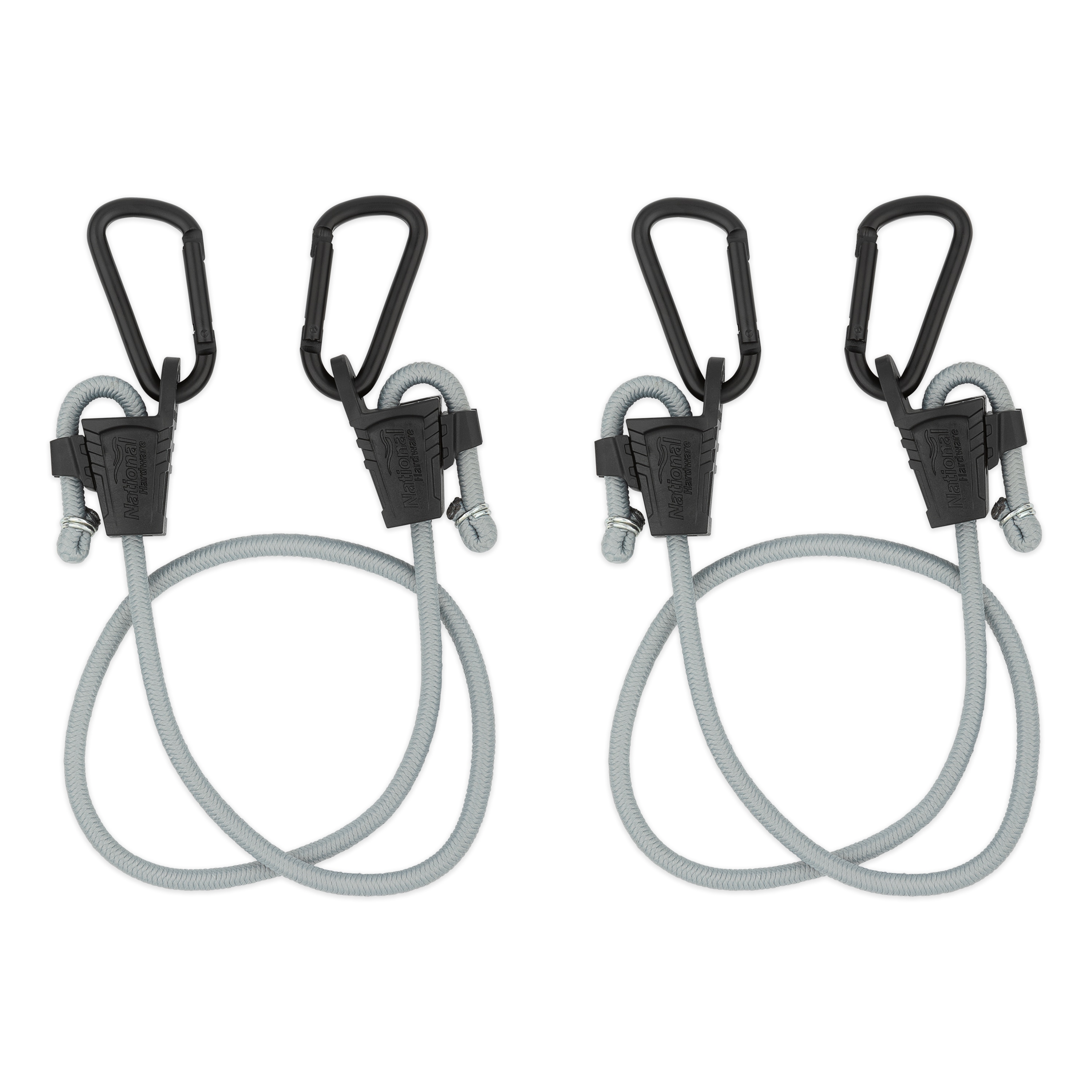 Bungee Cord with Stainless Steel Carabiner Short Black 16 Elastic