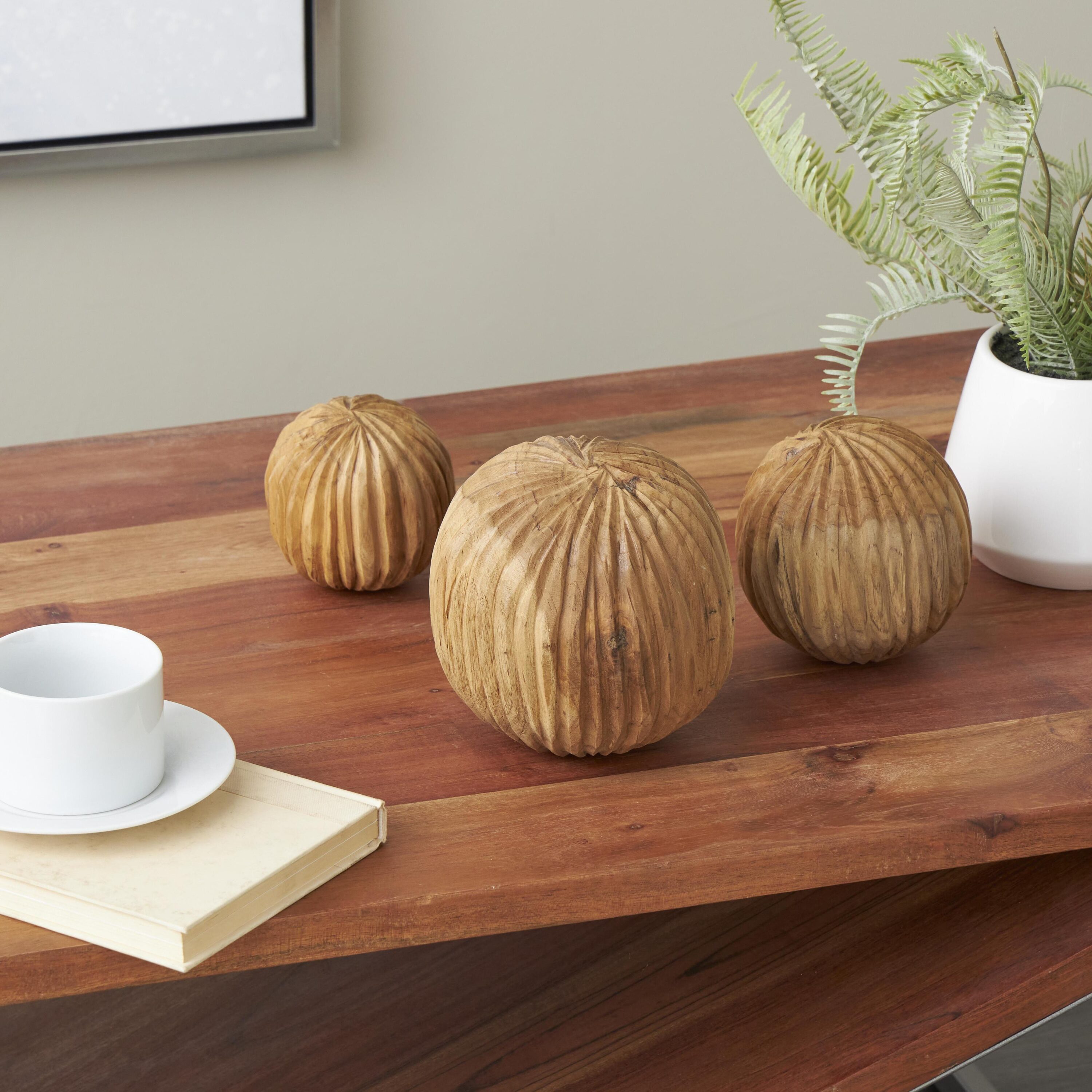 Grayson Lane 822493 3 -Pack Brown Wood Modern Decorative object