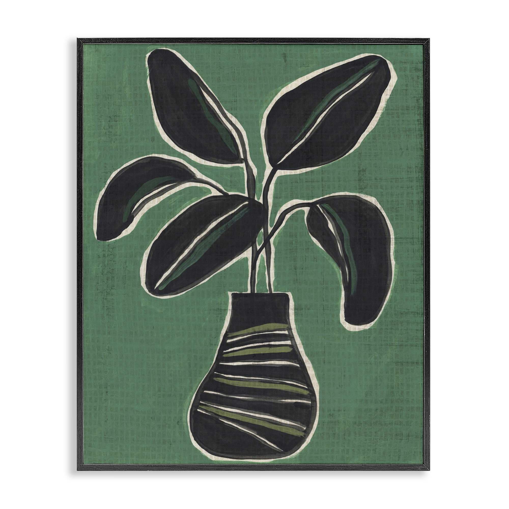 Stupell Industries BS-361-FR-11X14 House Plant on Green Black Framed Giclee Art By June Erica Vess 11 x 14