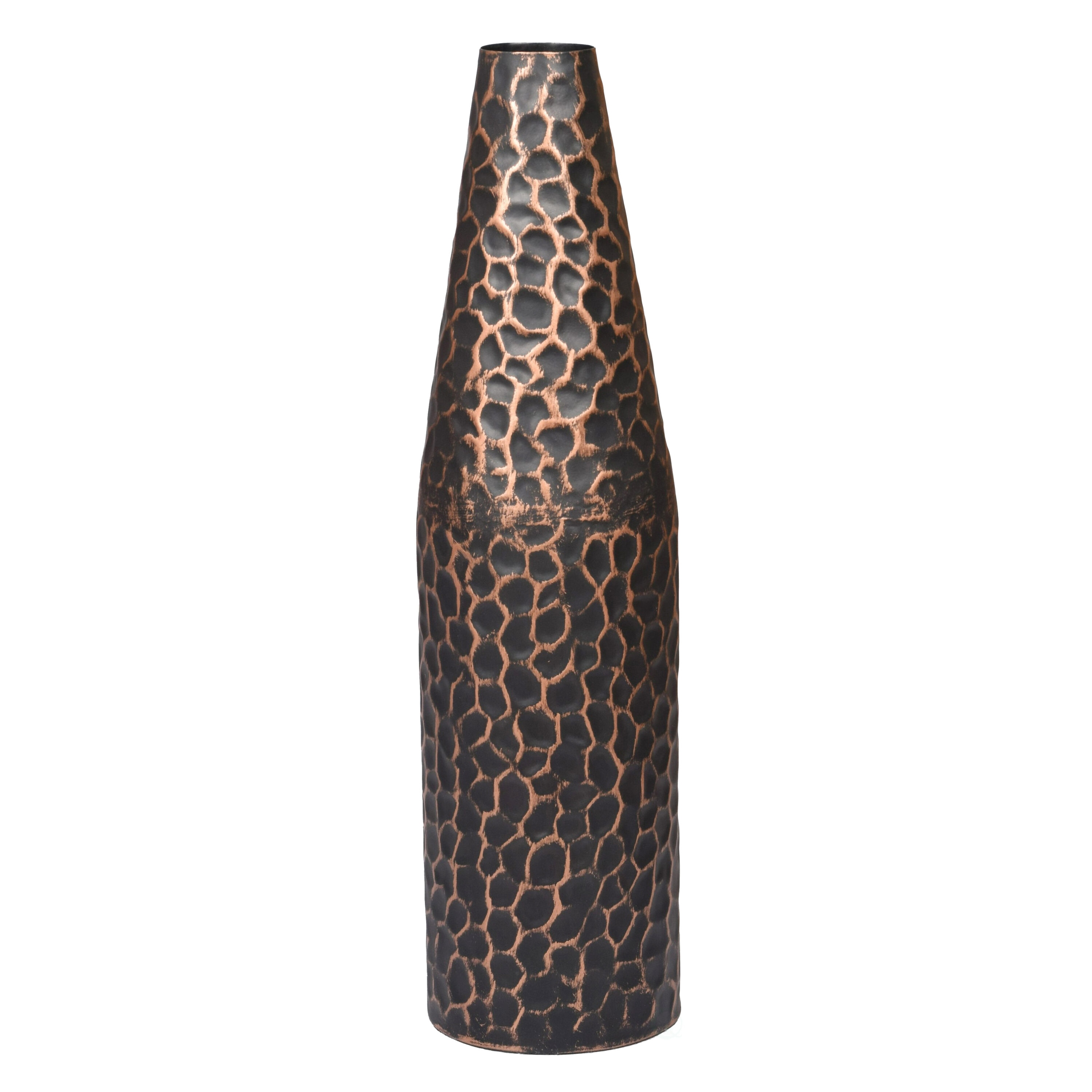 Black Hammered Metal Decorative Table Vase, 18-inch