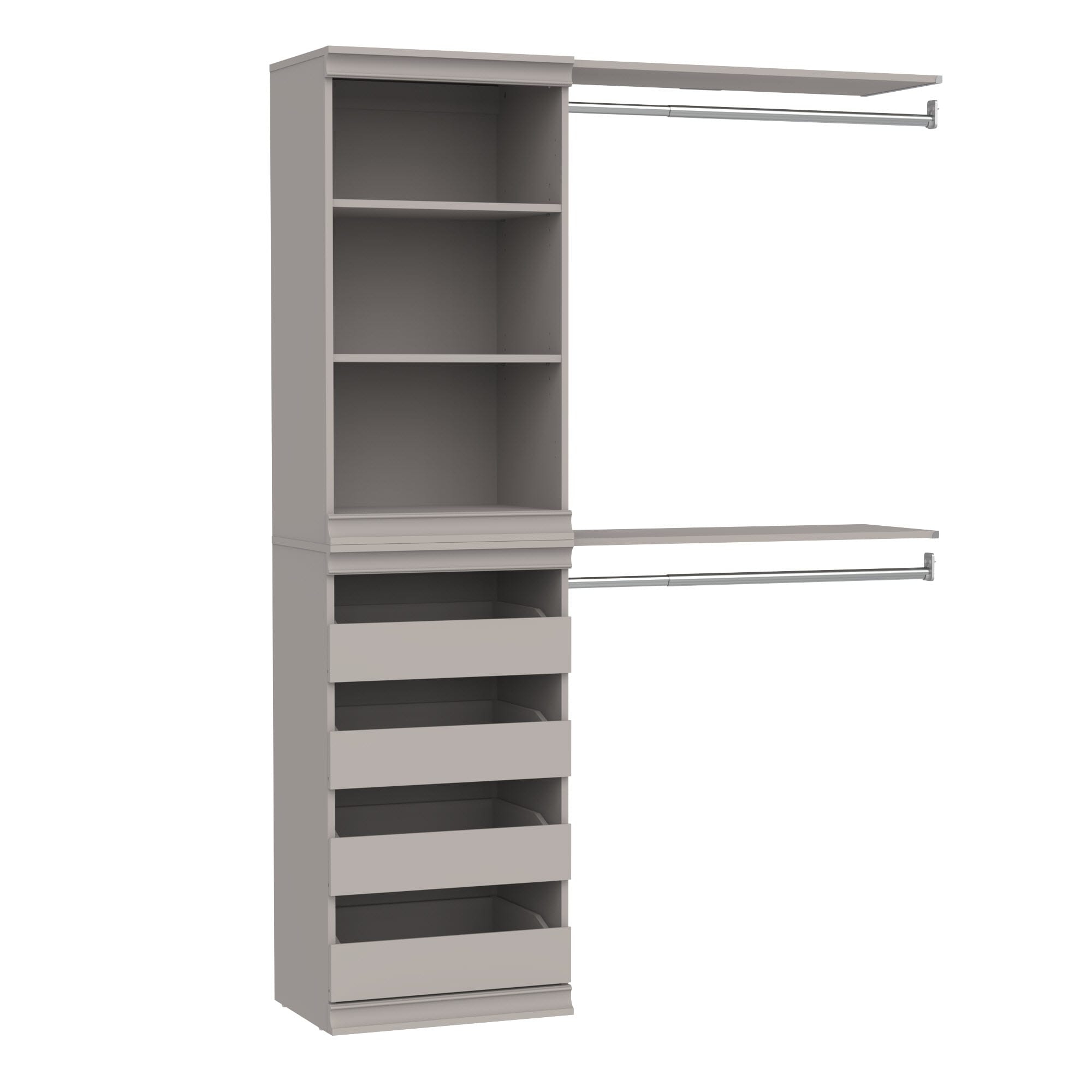 ClosetMaid 10000-04824 Modular Storage 4.78-ft to 4.78-ft W x 6.7-ft H Taupe Solid Shelving Wood Closet System
