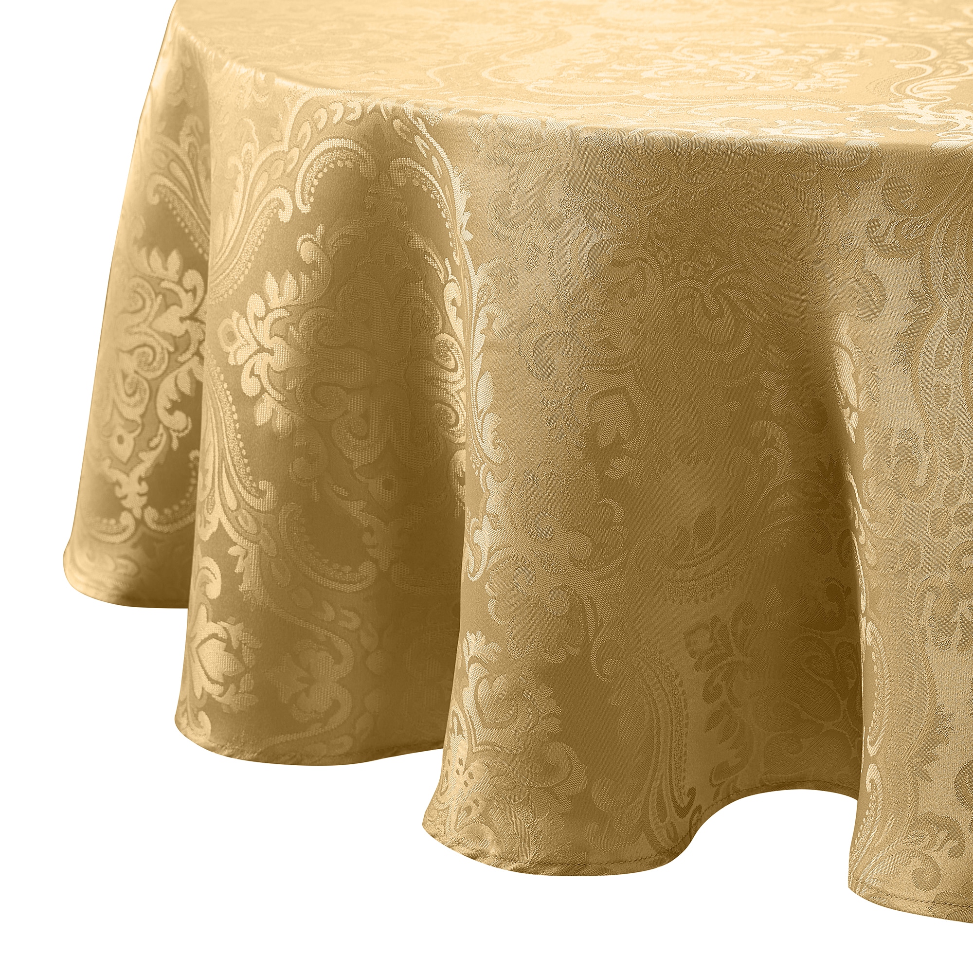 Elrene Home Fashions 739550333046 Caiden Woven Damask 90" Round Indoor Gold Table Cover for 72-in round