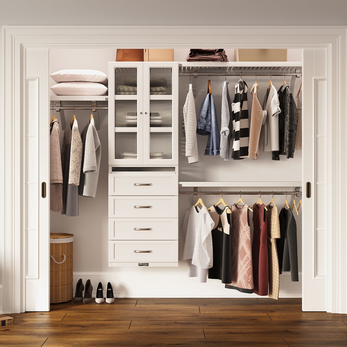 John Louis Home JLH-260SH-W-GD 4-Feet to 10-Feet W x 7-Feet H White Ventilated Shelving Wood Closet System