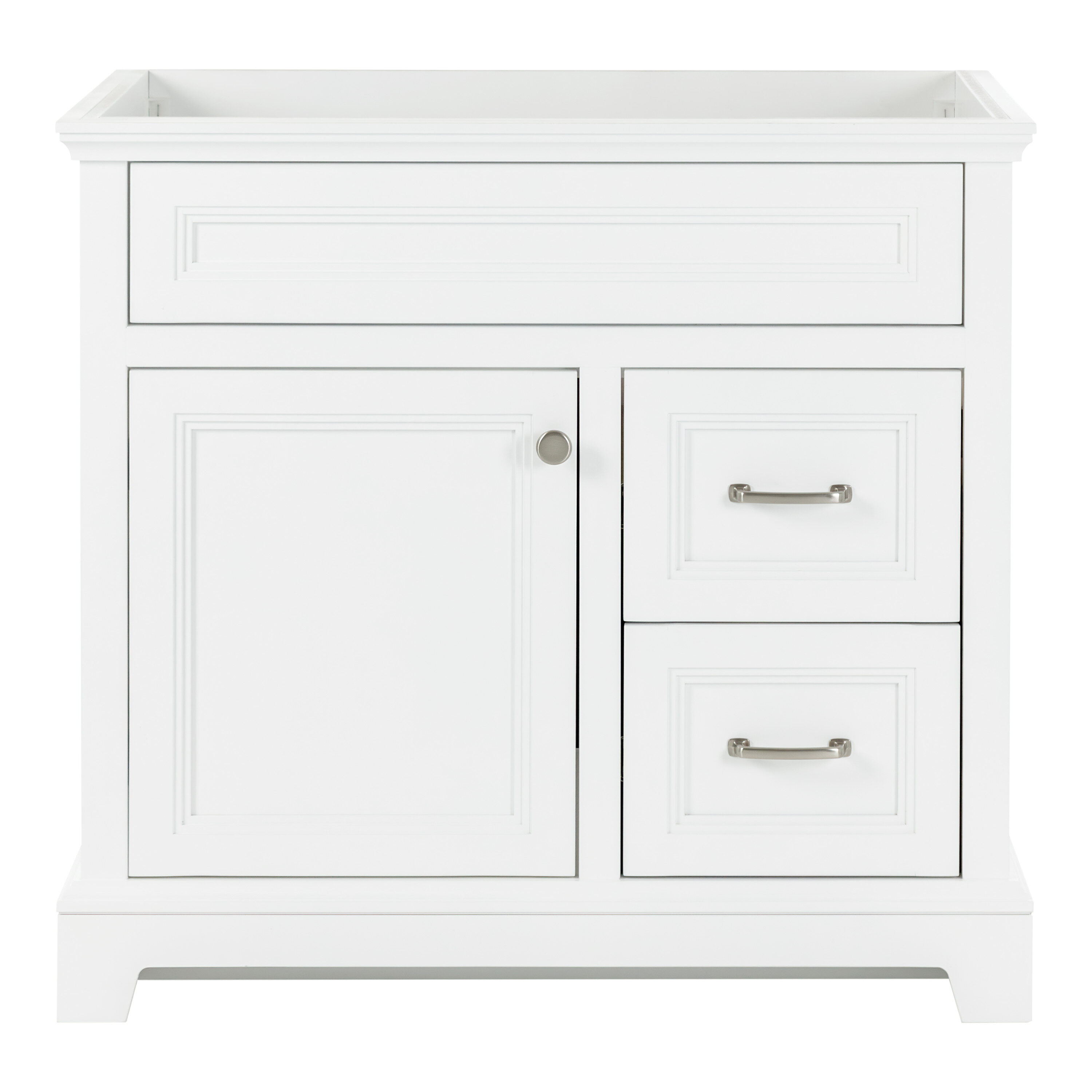 Style Selections W027836P1-WH Merrill 36-in True White Bathroom Vanity Base Cabinet without Top