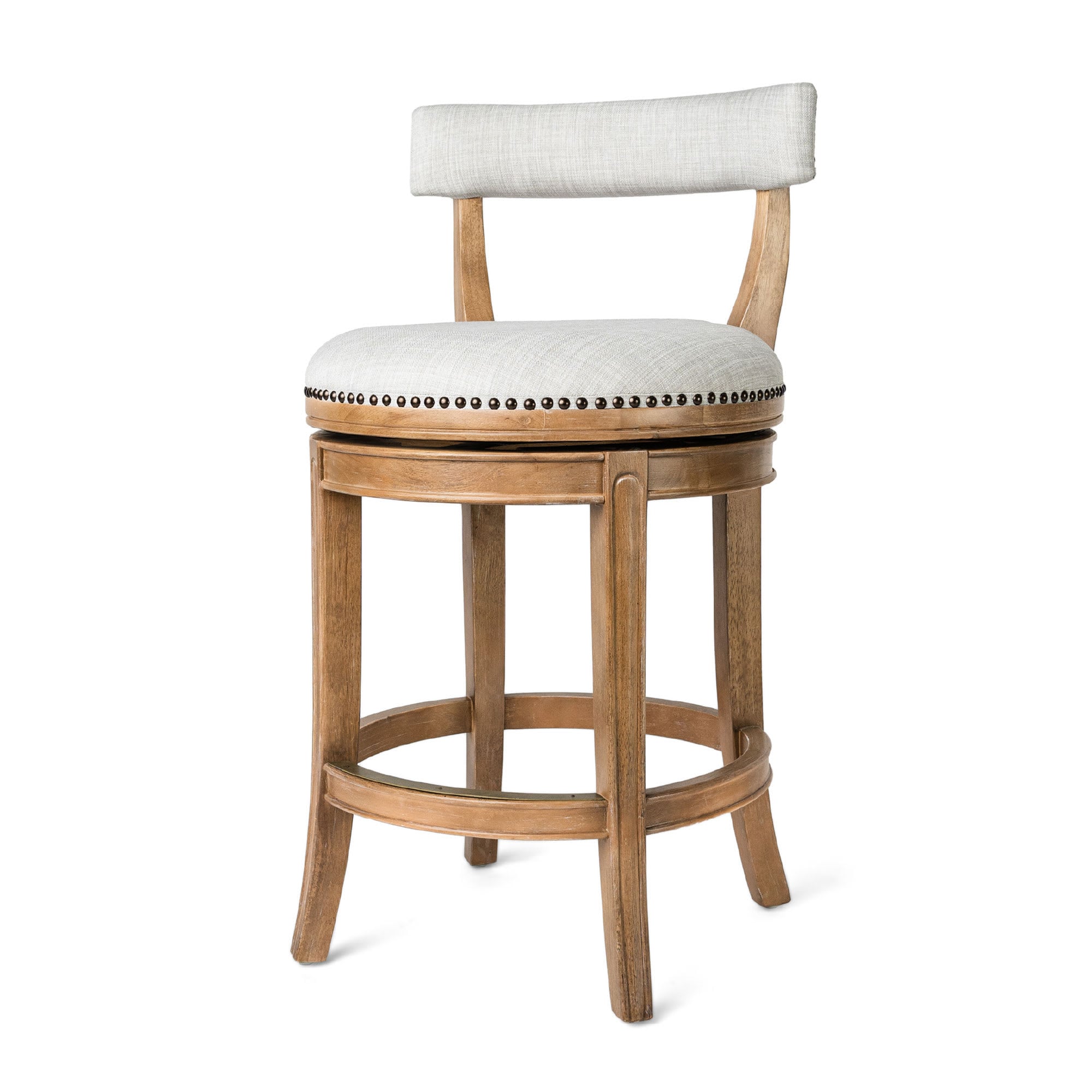 Maven Lane ML109309-FCS-WO Alexander Kitchen Counter Stool in Weathered Oak Finish w/ Sand Color Fabric Upholstery