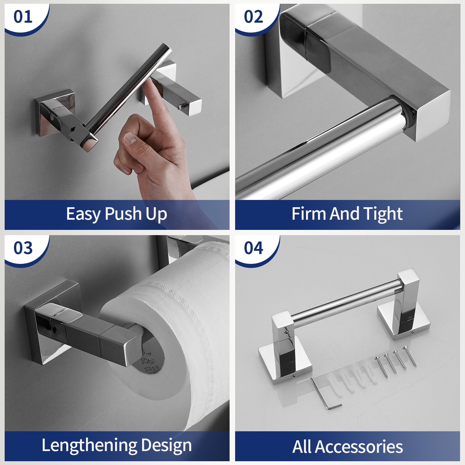 Polished Chrome Wall Mounted Double Post Toilet Paper Holder