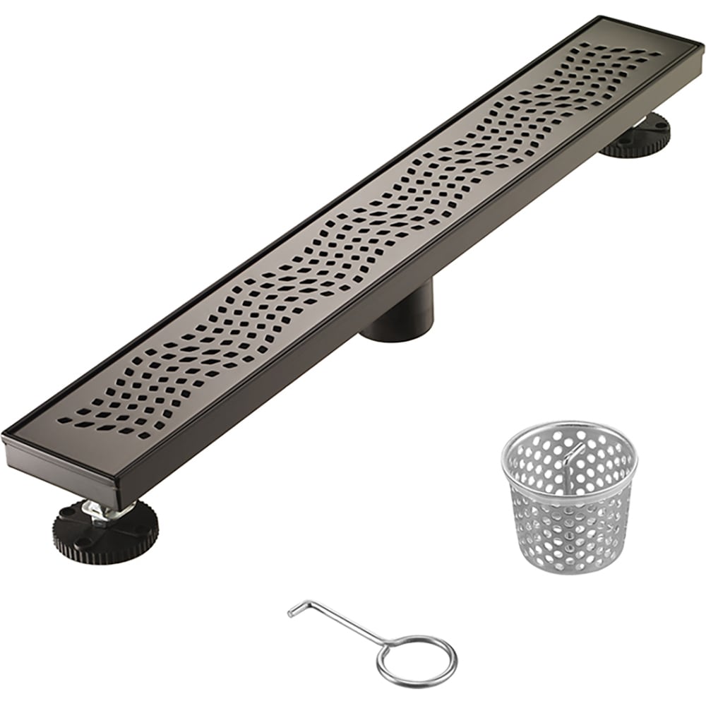 ELEGANTE DRAIN COLLECTION KD01A102-36-VBZ Wave Pattern Cover 3.31-in x 36-in Bronze Stainless Steel Linear Shower Drain