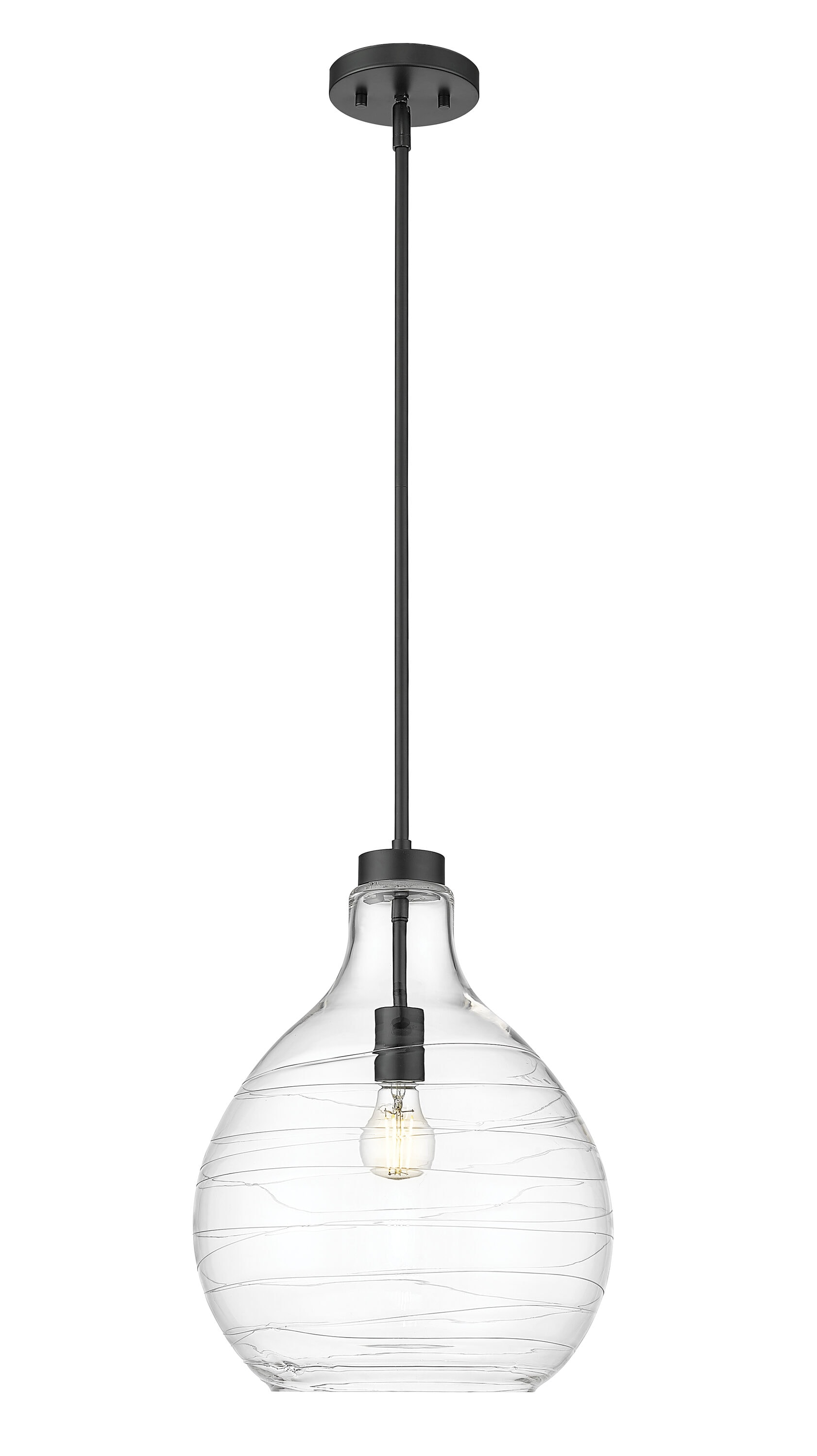 Z-Lite 496P13-MB Bon Air Matte Black Transitional Clear glass Bell Medium Hanging Pendant light