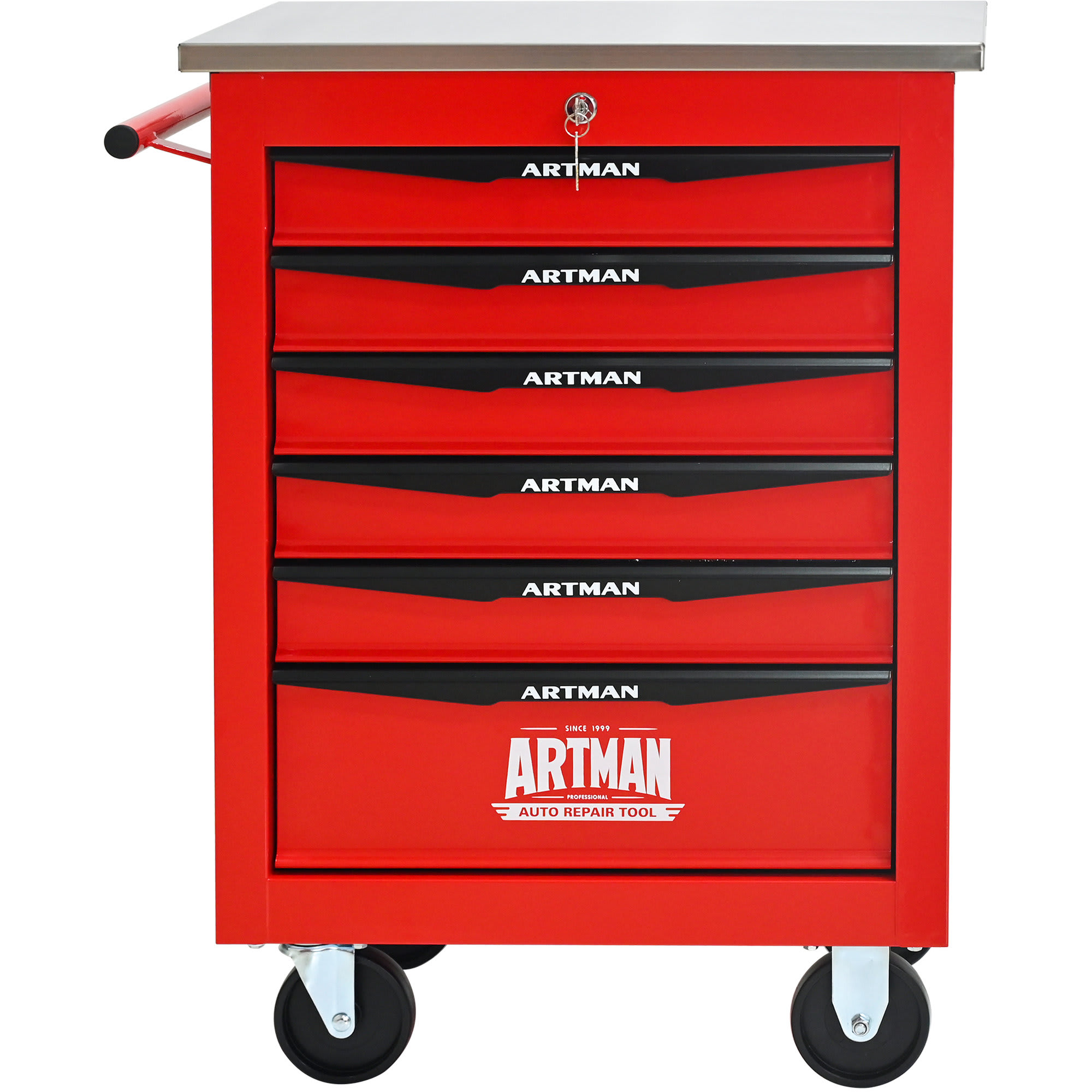 Aoibox 6 Drawer Rolling Tool Cart with Locking Wheels Steel Construction Ball Bearing Slides Handle Red and Black 22.28x13.58x30.71 Inch #LAB0130G26