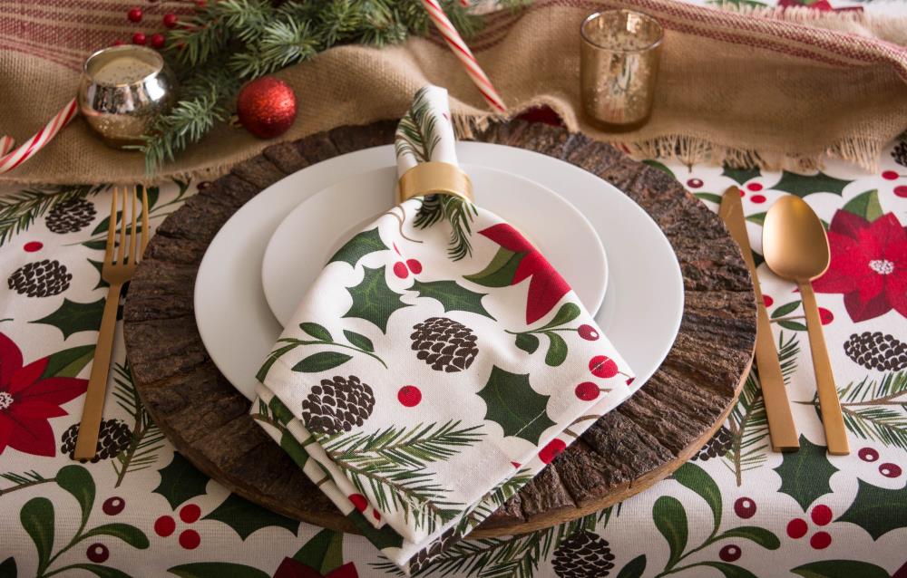 Elrene Home Fashions Christmas Classic Holiday Plaid Cotton Napkins,  Holiday Table Decor, 17 x 17, Set of 8