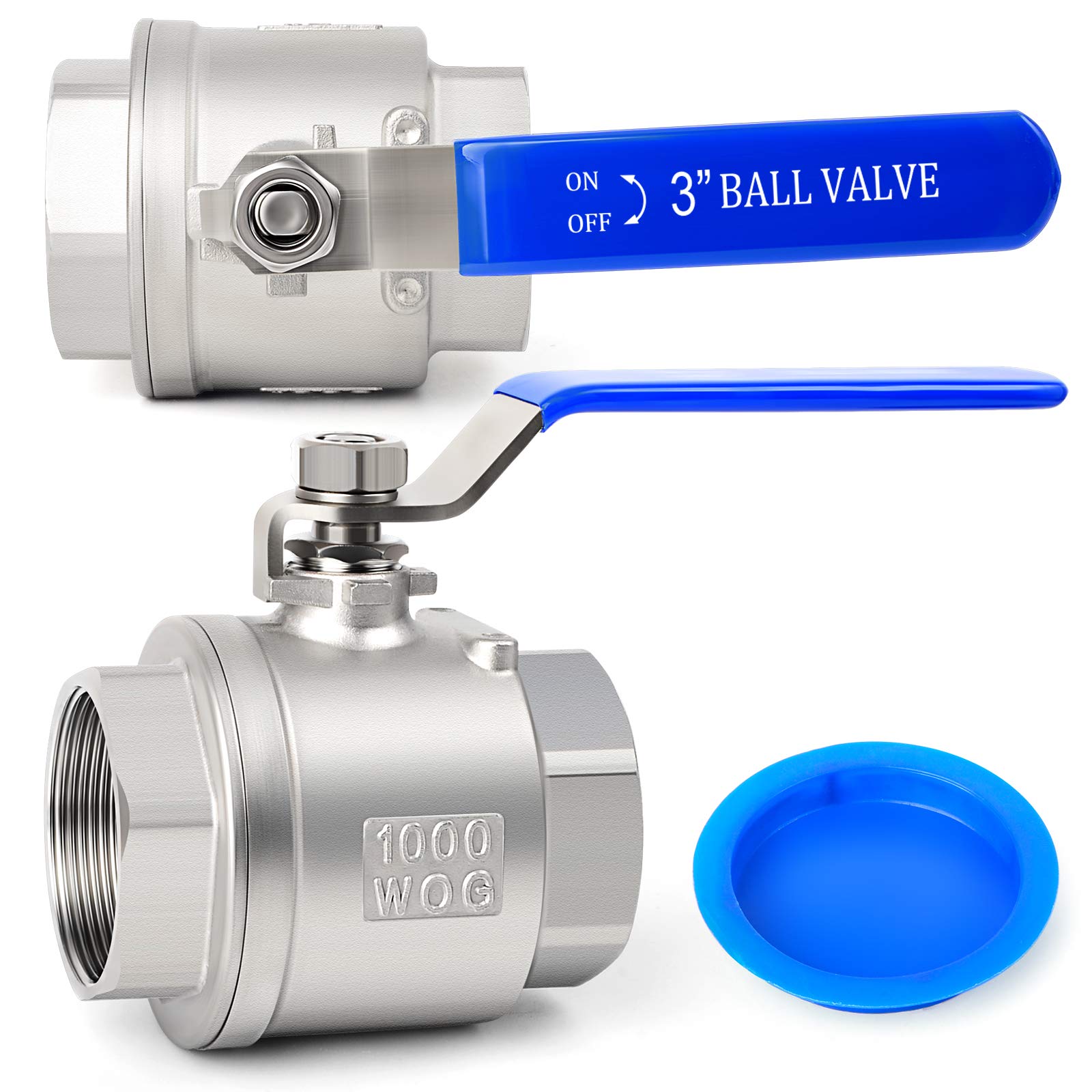 Adrinfly 3 Inch FNPT Heavy Duty Full Port Ball Valve 304 Stainless ...