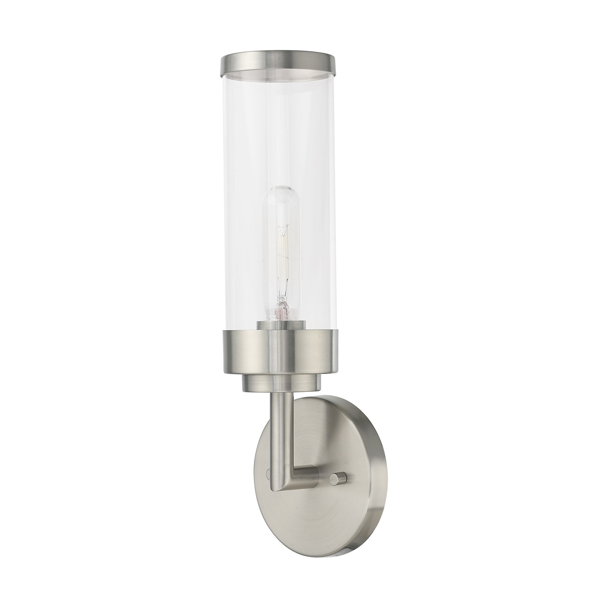Hillcrest Brushed Nickel 1-Light Wall Sconce with Clear Glass Shade