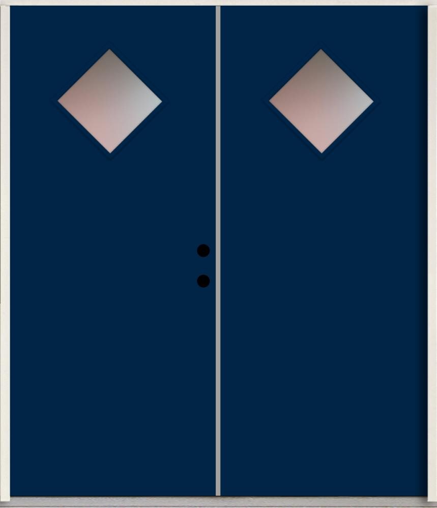 RELIABILT LO1067290 Spotlights 64-in x 80-in x Fiberglass 1/4 lite Left-hand inswing Naval Paint Painted Prehung Double Front Door Insulating core