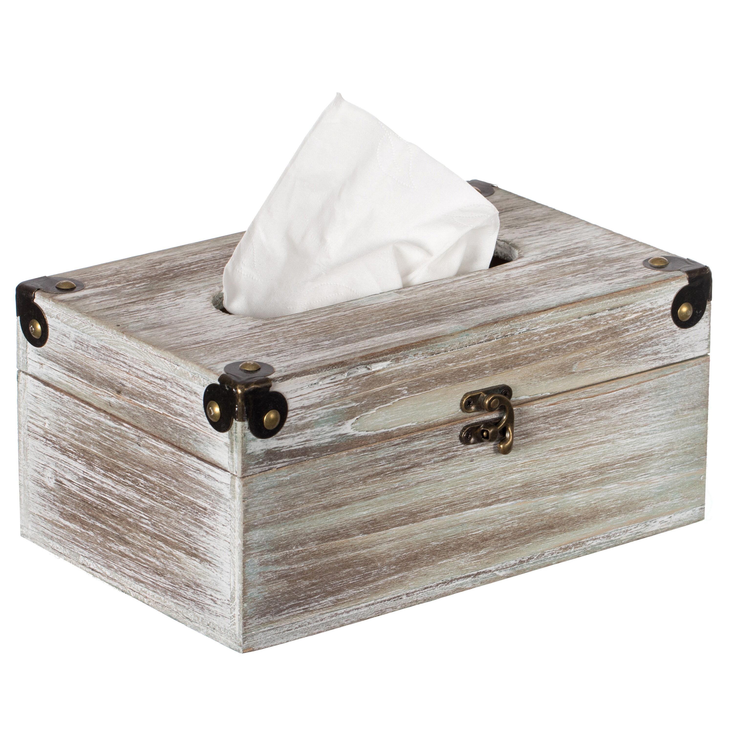 Vintiquewise QI004219 Gray Wood Facial tissue holder
