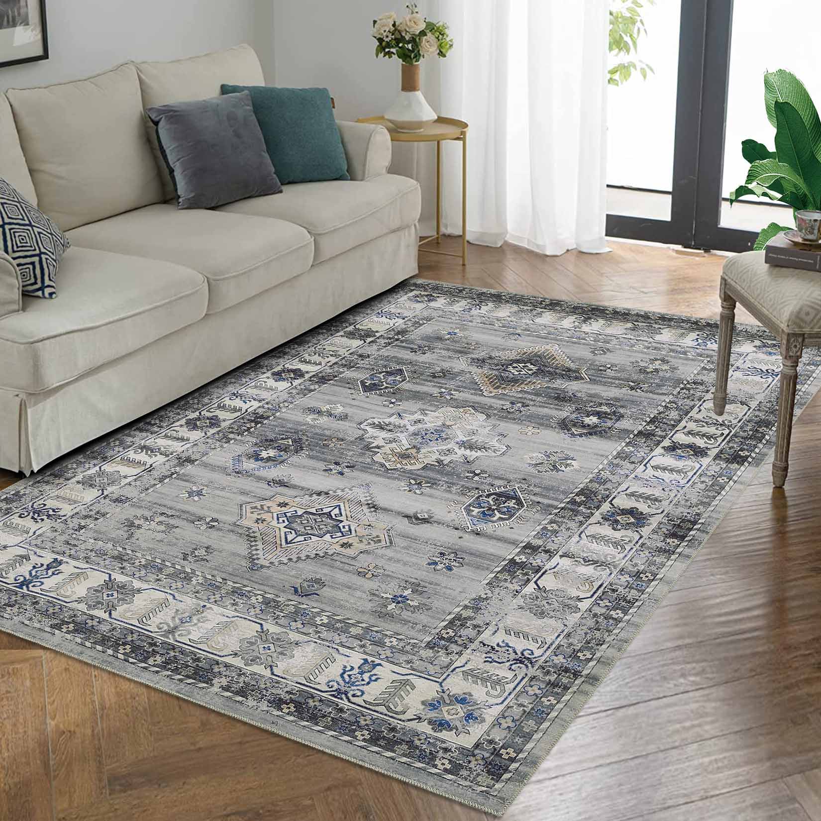 Garvee YXY-LO-PHO-1192L5XW 5 x 7 (ft) Loomed Polyester Gray Rectangular Indoor Geometric Persian Machine washable Area rug