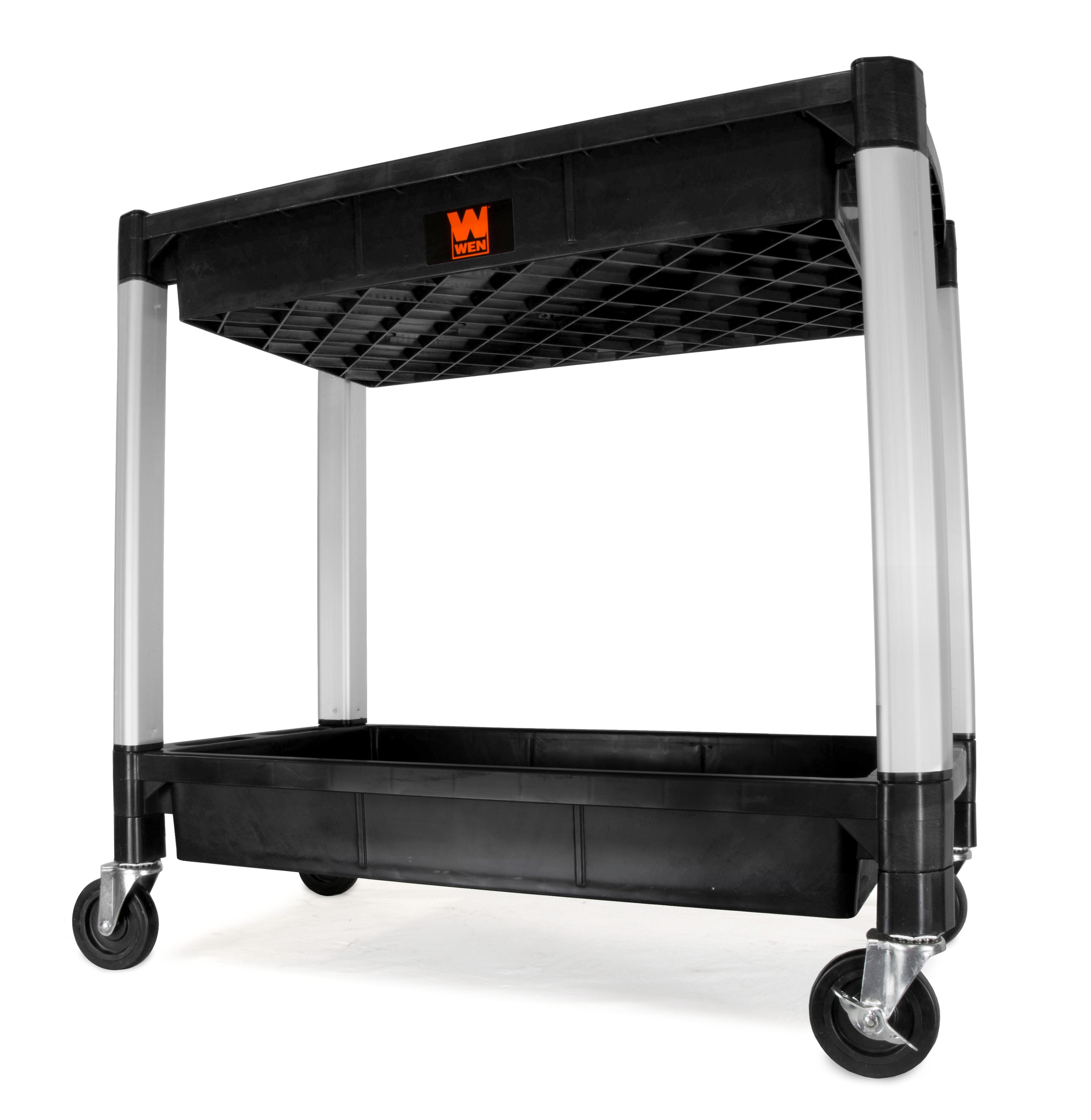 ELAFROS Heavy Duty Plastic Utility Cart, 37 x 18.8 in, Flat Top, Swivel  Wheels, 550 lbs Capacity, Black