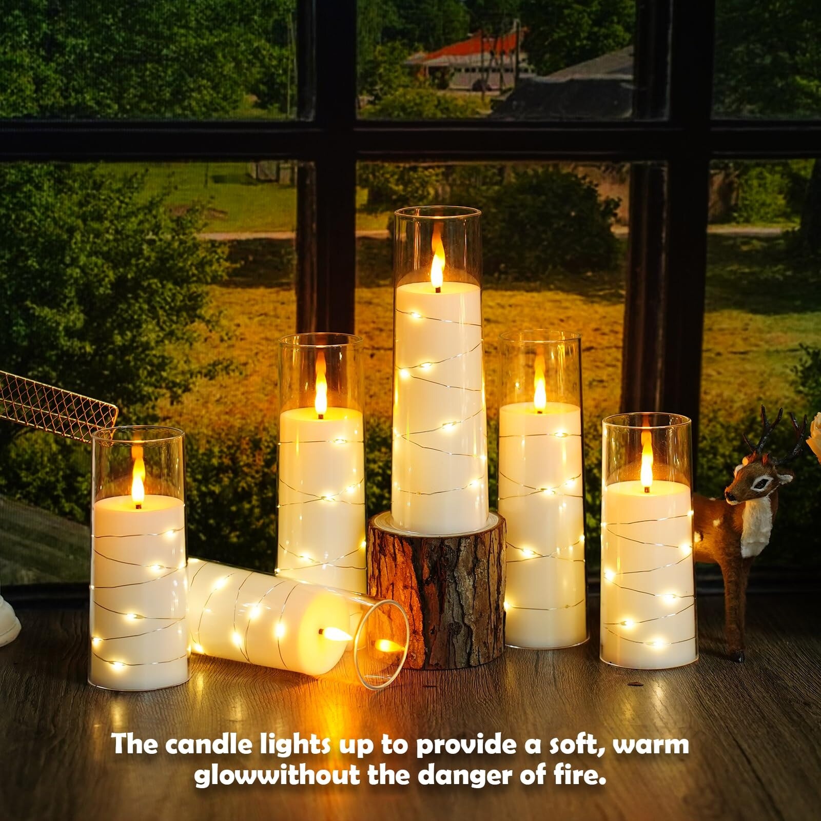 LAIFUCAM Flameless LED Candles Set of 12 with Embedded Star String ...