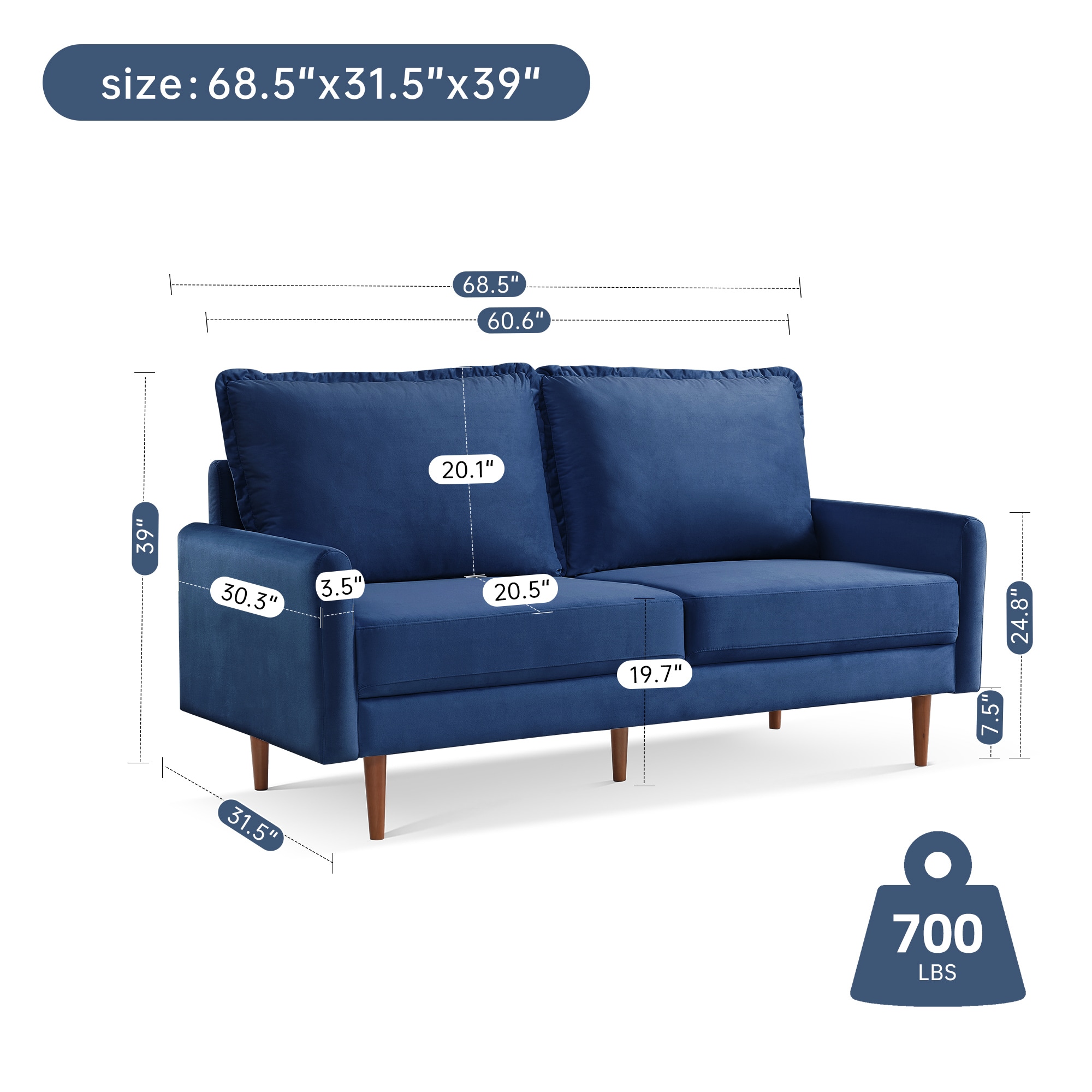 A Furniture Classics SS2860V-BU3S Sofas-Loveseats - View #3