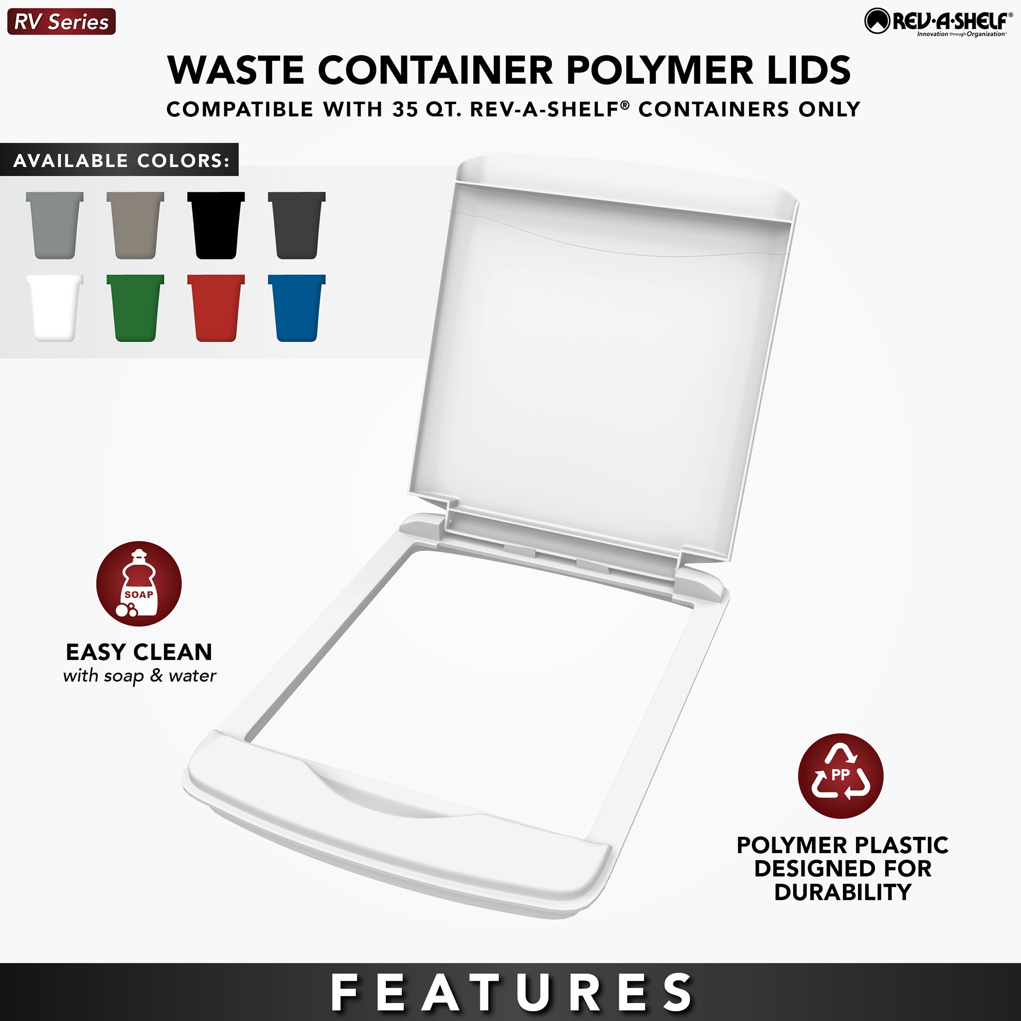 Rev-A-Shelf 2 X RV-35-LID-13-1-4 Trash-Can-Lids - View #4