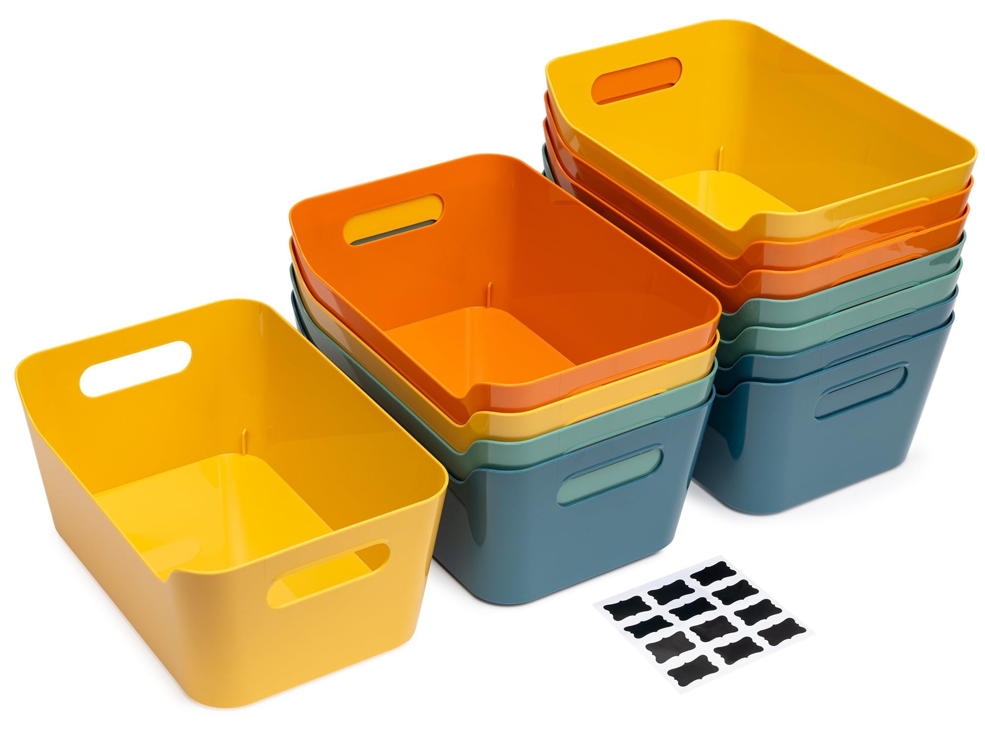 Vrbgify  12 Pack 4.5L Plastic Storage Bins with Handles 10-58 x 7 x 4-12 Inch for Closet Cabinet Pantry Drawer Countertop Multi Use Organizer