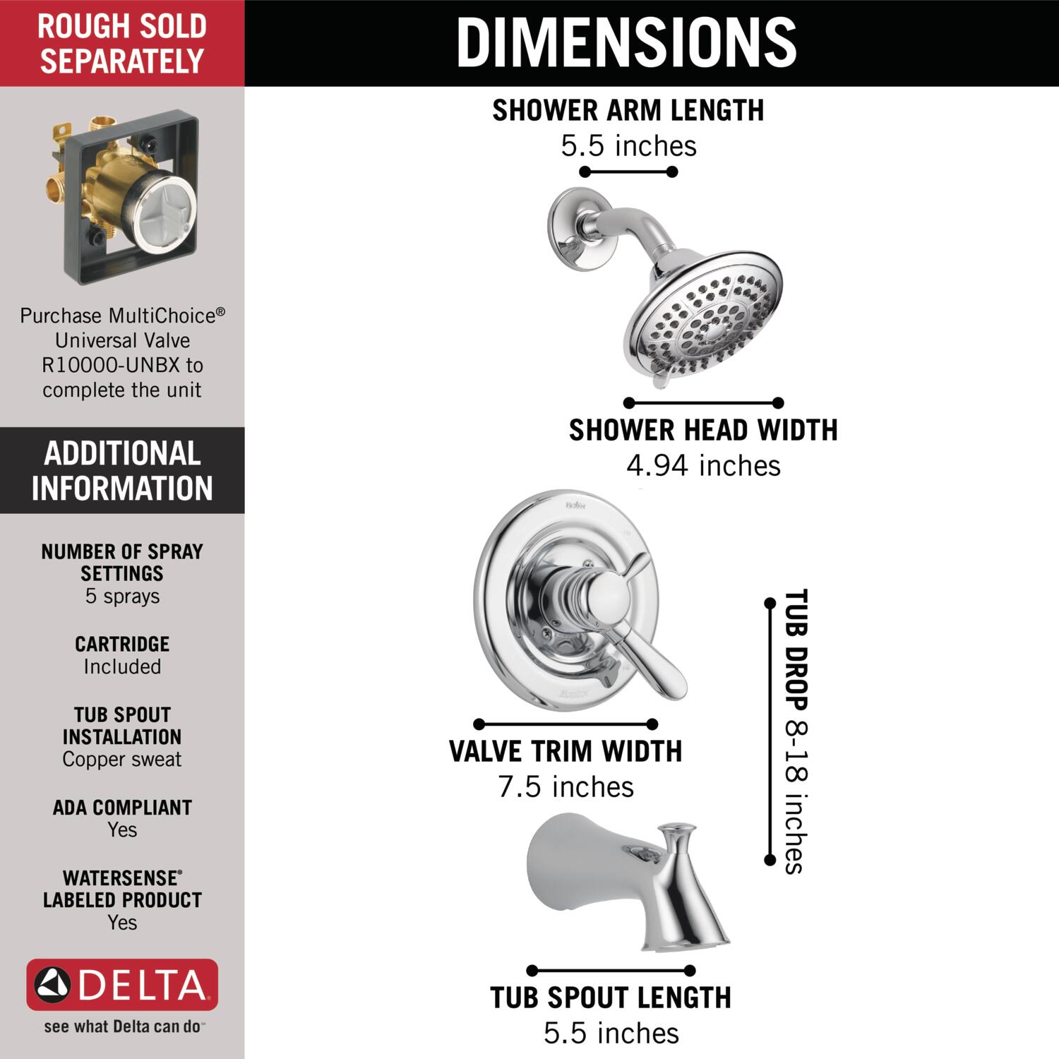 Delta T17438 Tub-Shower-Faucets - View #4