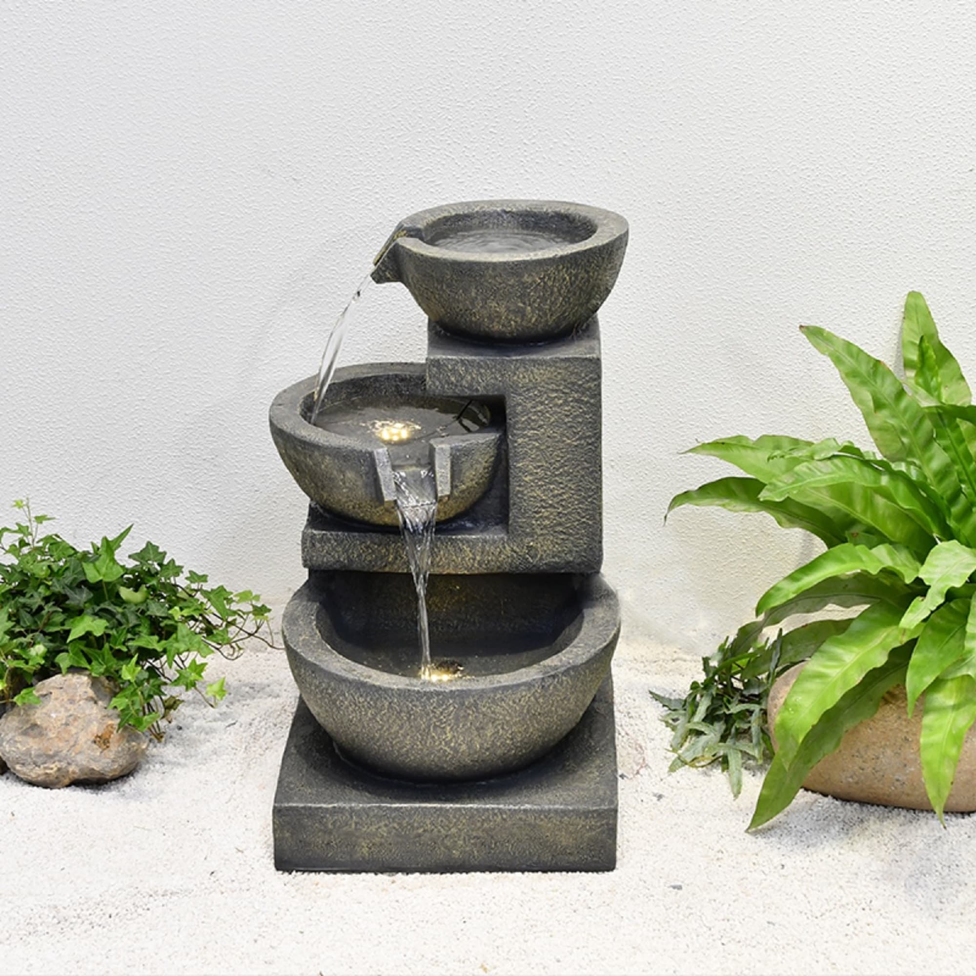 Hi-Line Gift 35.2-in H Resin Water Planter Outdoor Fountain Pump ...