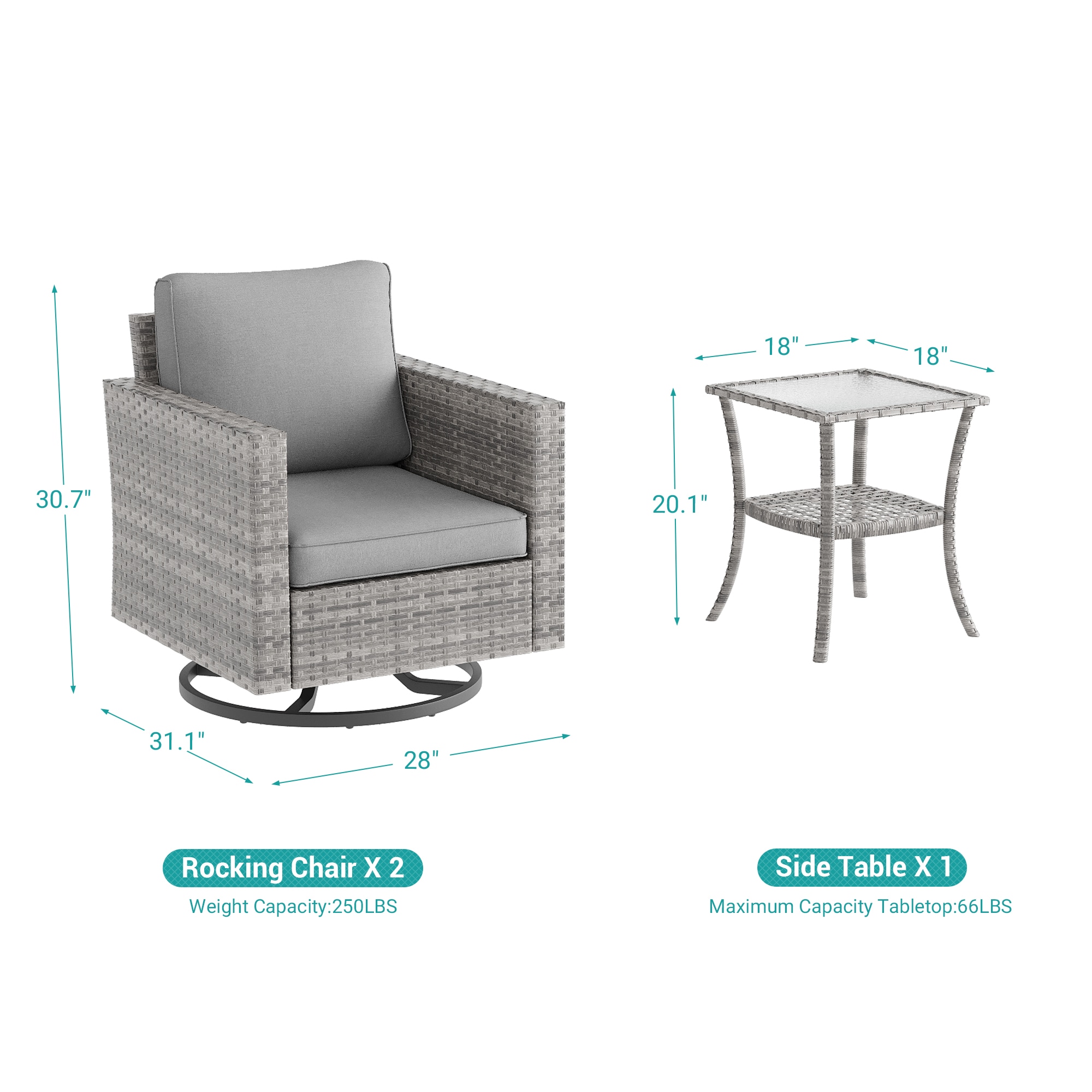 ACEGOSES LW-2RT2-HGY Patio-Conversation-Sets - View #2